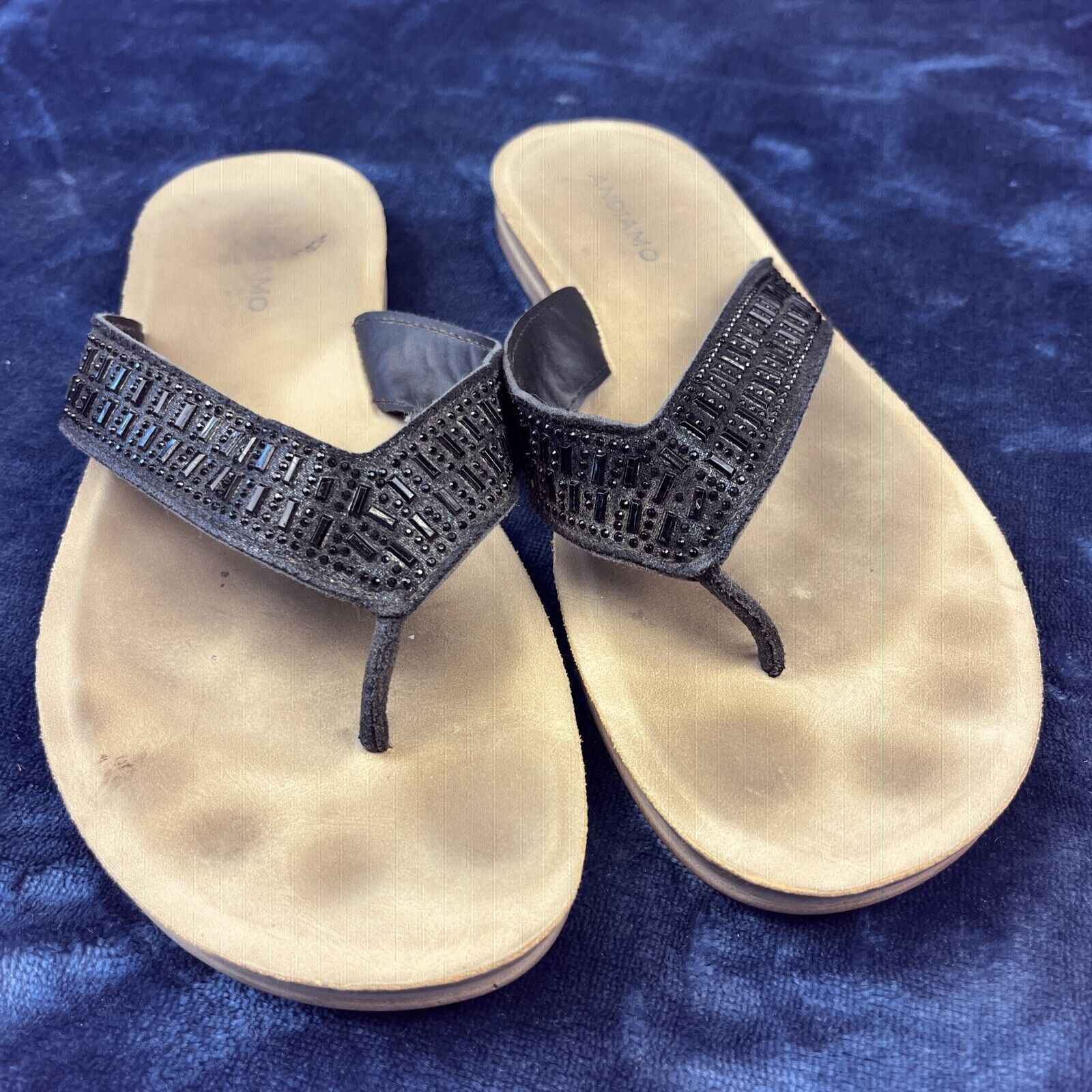 Other Andiamo Amarcellus Black Rhinestones Thong Sandals Womens 11 Size US 11 / IT 41 - 1 Thumbnail