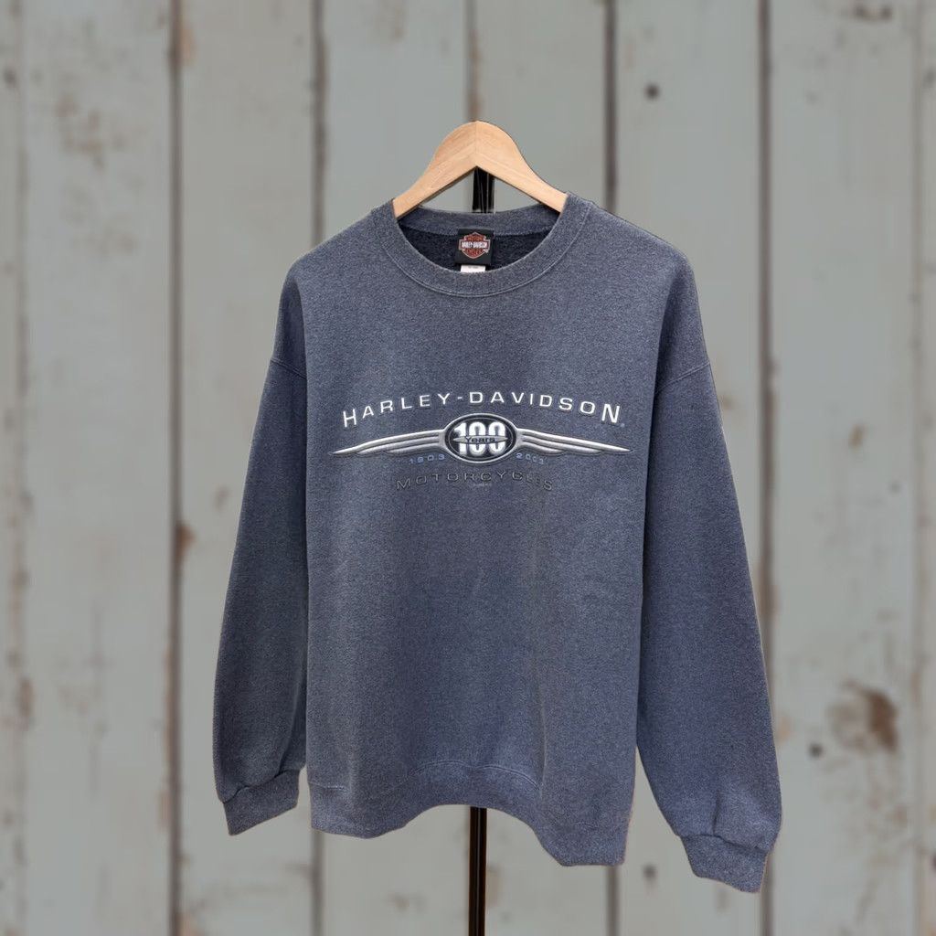 Harley Davidson VINTAGE Harley-Davidson Sweatshirt Shirt Mens L Blue Grand Canyon Arizona Y2K" Size US L / EU 52-54 / 3 - 1 Thumbnail