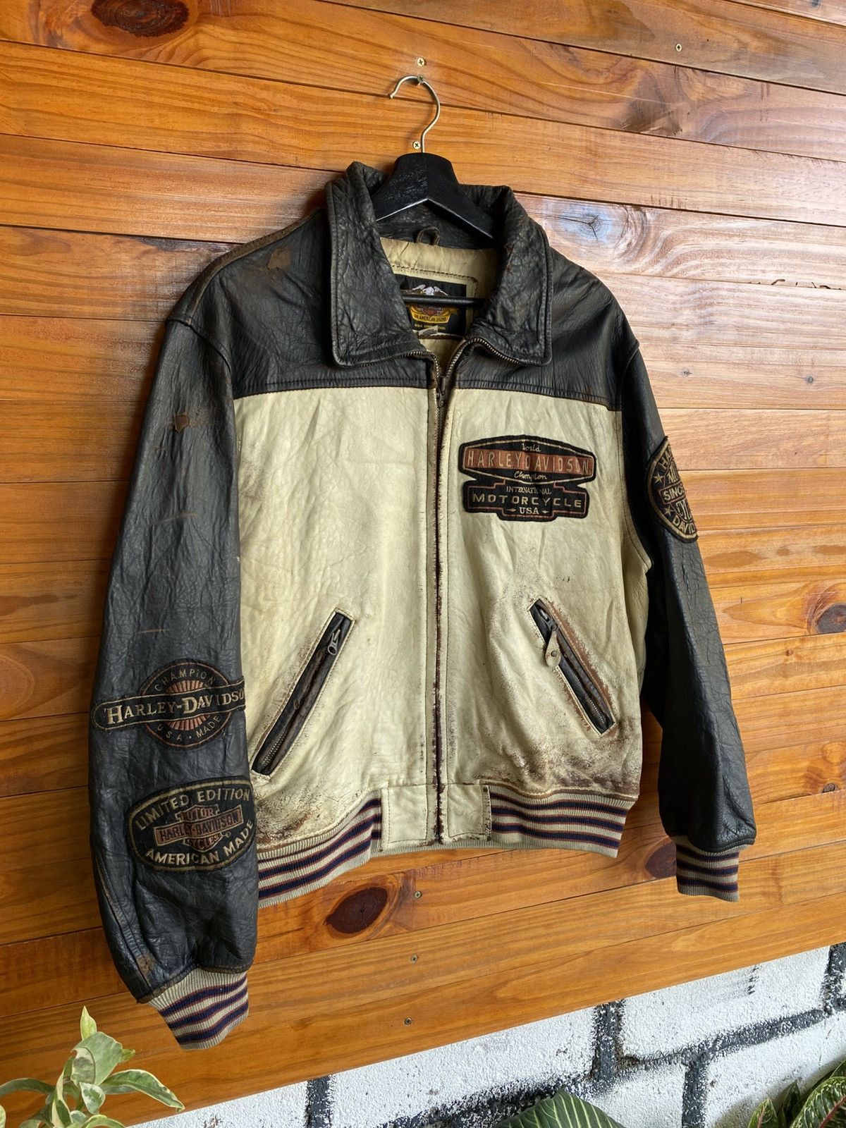 Harley Davidson Vintage Harley-Davidson Leather Distressed Biker Jacket Size US L / EU 52-54 / 3 - 5 Thumbnail