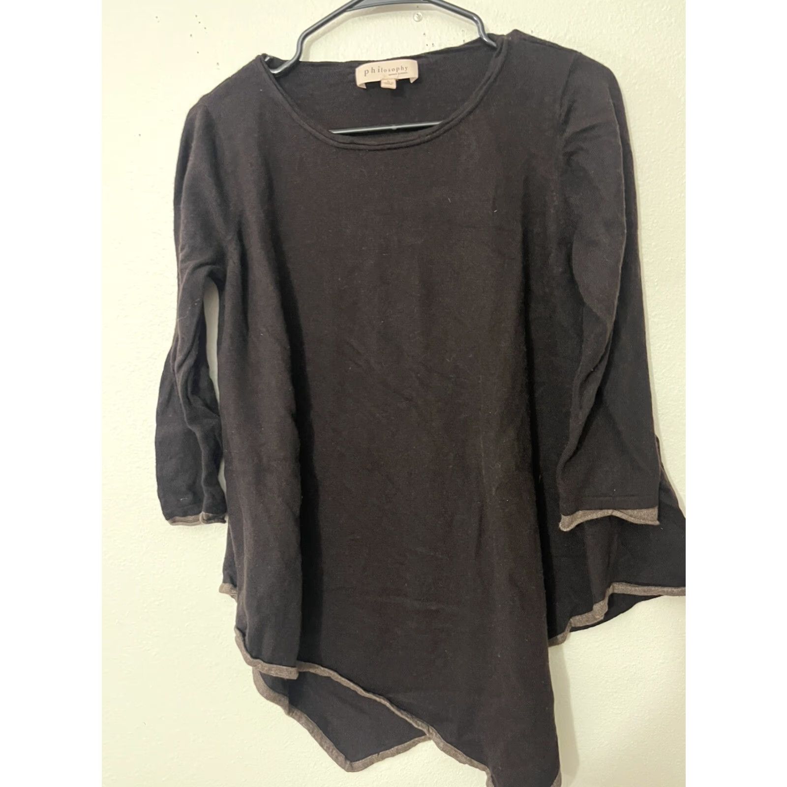 Vintage Philosophy Women Sweater Shirt Dolman Sleeve Knit Black Brown 3/4 Breathable Regular Size L Vintage No N/A Size L / US 10 / IT 46 - 2 Thumbnail