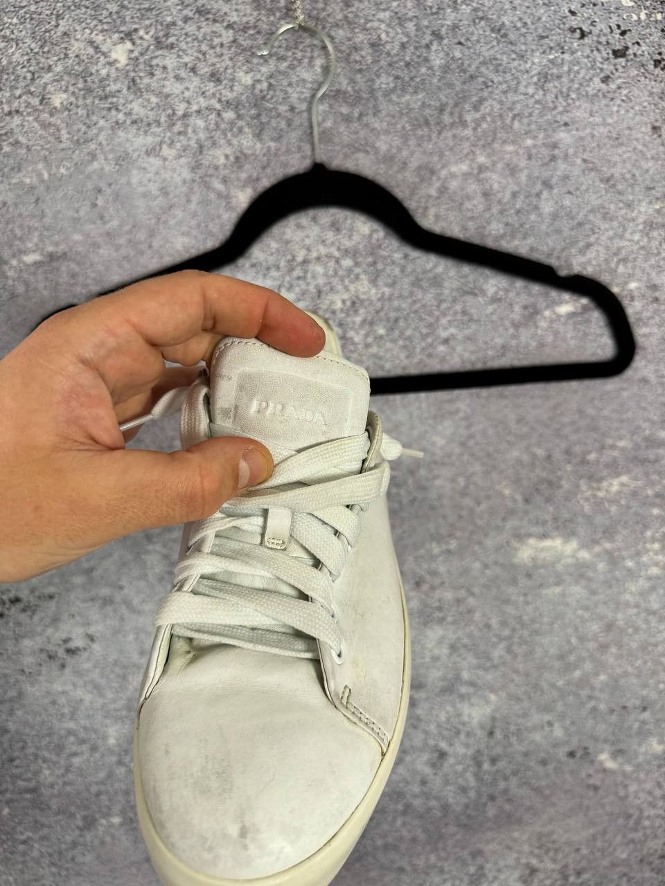 Prada × Vintage Prada Leather Lace-Up Sneakers White Women's 38 Size Size US 8 / IT 38 - 12 Thumbnail