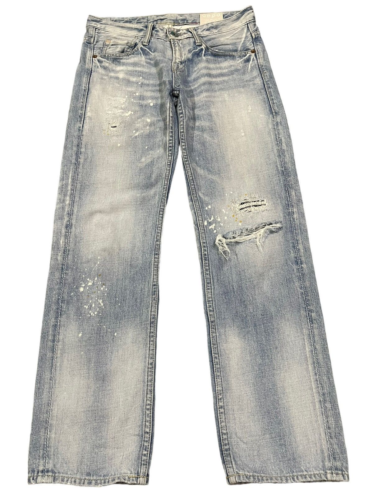 14th Addiction Vintage Y2K Japanese Faded Wash Whisker Painted Distressed Size US 31 - 1 Thumbnail