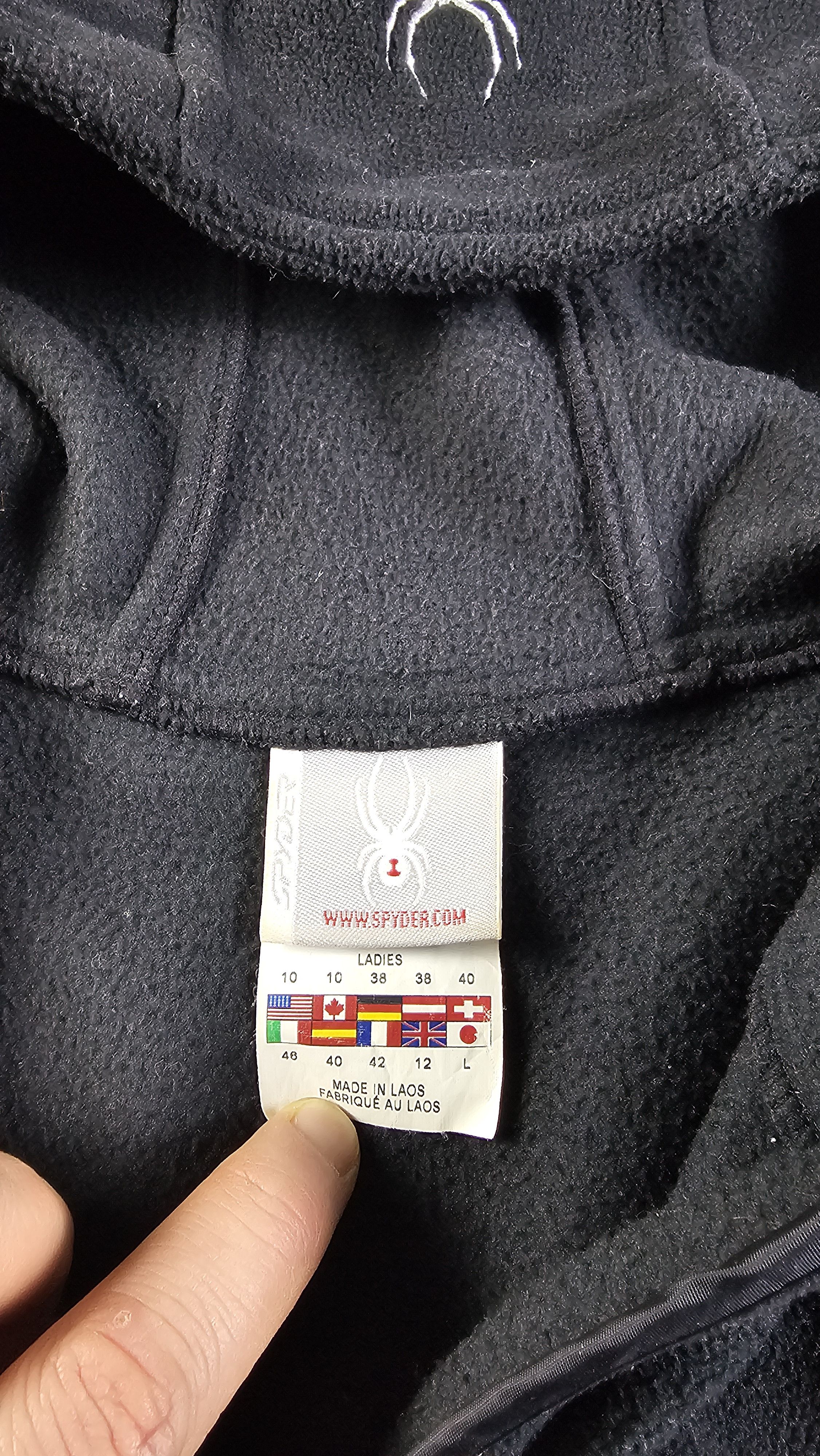 Spyder Spyder Fleece Jacket Women L Black Hooded Ski Core Midlayer Size L / US 10 / IT 46 - 3 Thumbnail