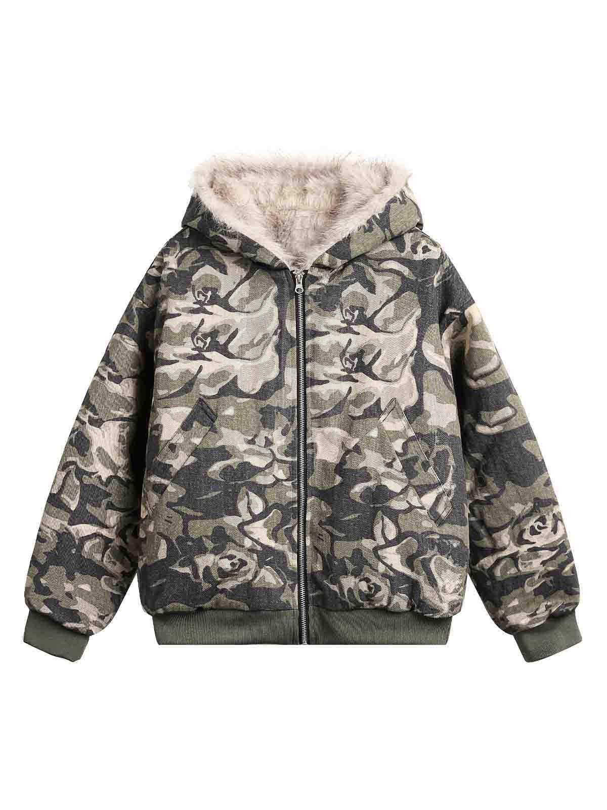 Other Camouflage Quilted Hooded Jacket with Faux Fur Trim Size US M / EU 48-50 / 2 - 3 Thumbnail