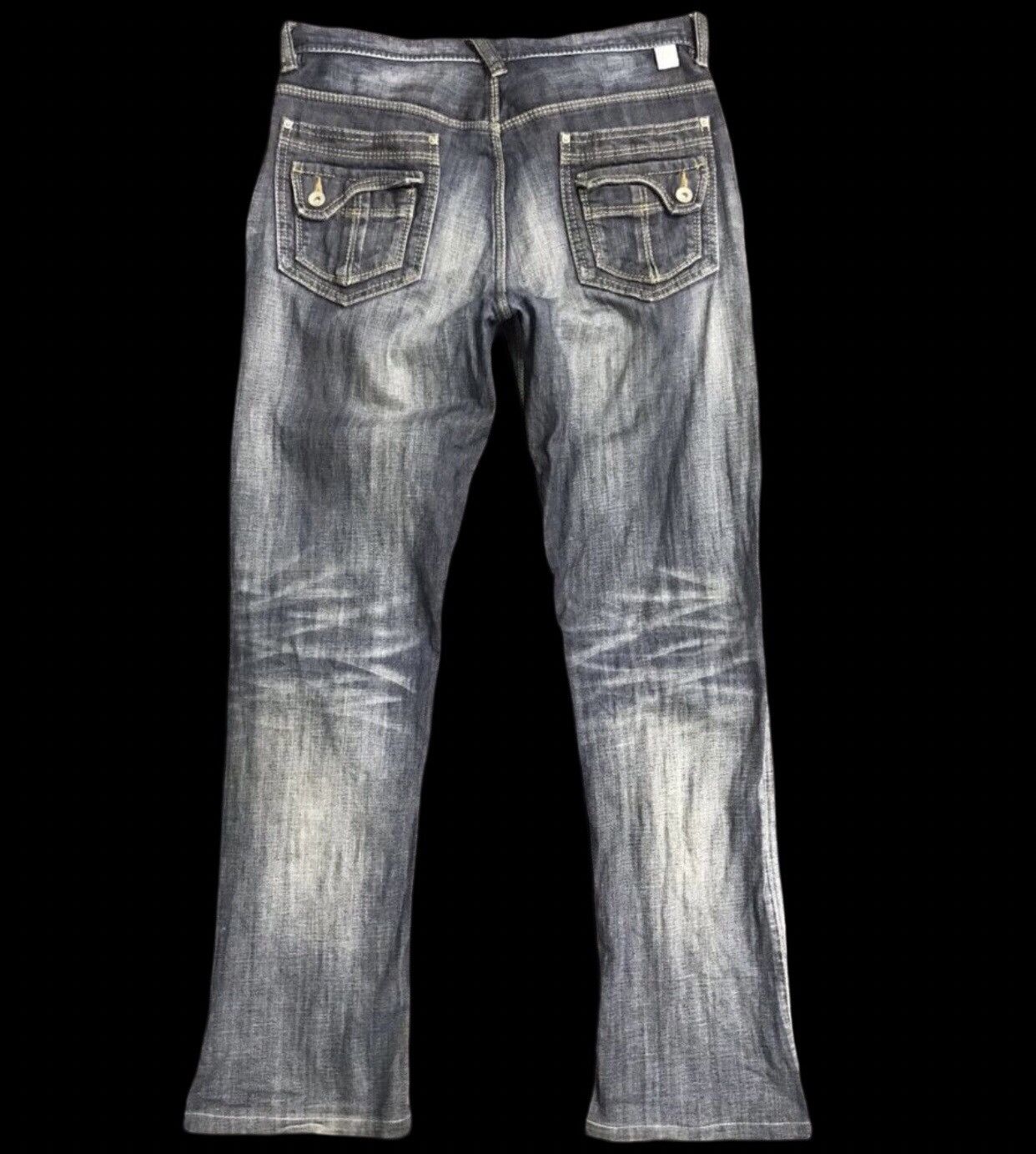 Japanese Brand Flare NCFM Distressed Jeans Size US 32 / EU 48 - 2 Thumbnail