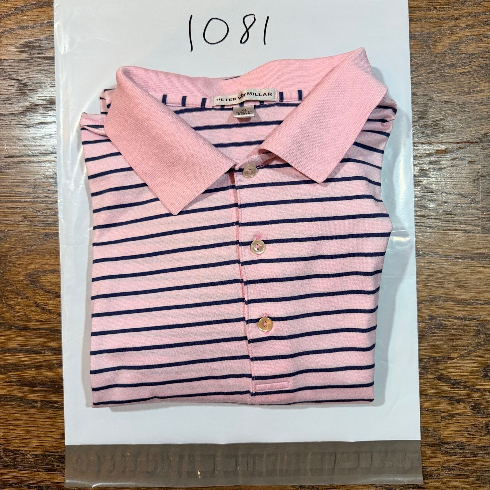Peter Millar Peter Millar XL Short Sleeve Striped Golf Polo Pink & Navy Size US XXL / EU 58 / 5 - 7 Thumbnail