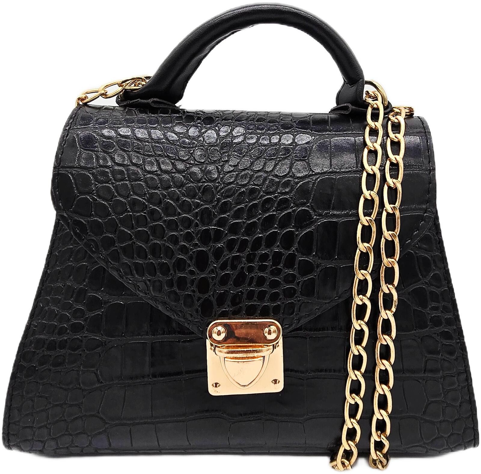 Genetic Manipulation Shinichiro Kuriya Elegant Black Crocodile Pattern Leather Handbag with Strap Size ONE SIZE - 1 Thumbnail