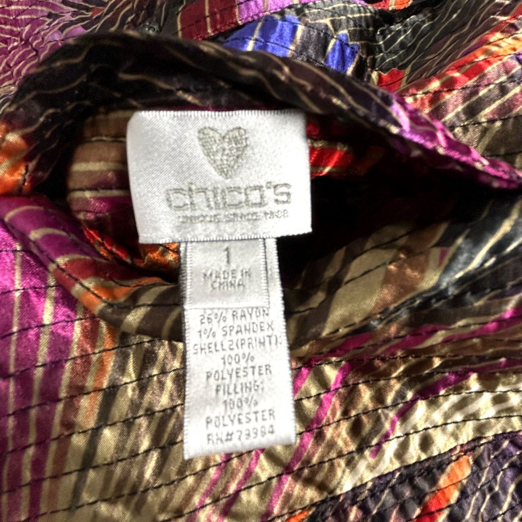 Vintage Chico's Womens Abstract Reversible Quilted Jacket Coat Blazer Size 1 Pockets Size XS / US 0-2 / IT 36-38 - 3 Thumbnail