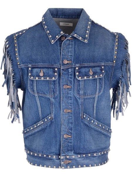image of Celine O1Bcso1Str0124 2Q571365M.07Du Vest In Dark Union Wash, Men's (Size Medium)