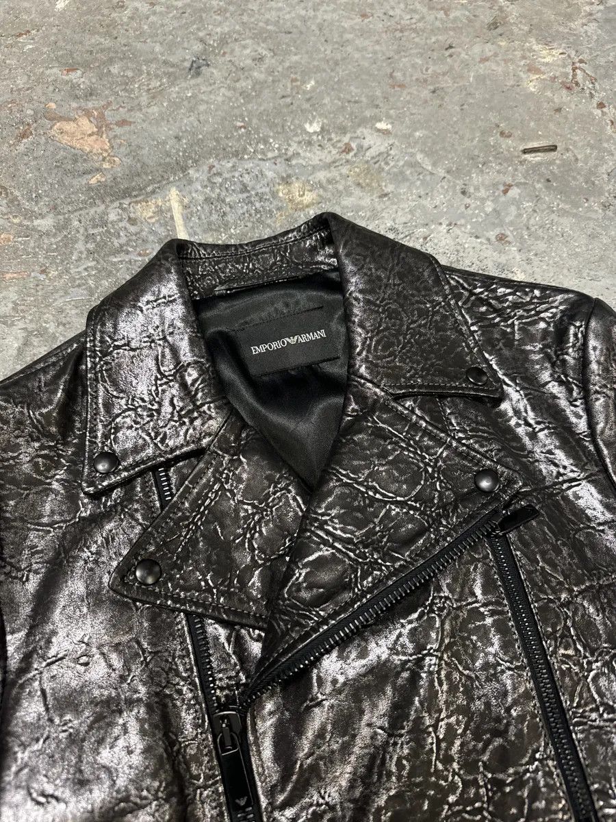 Designer × Emporio Armani × Vintage SS2017 Emporio Armani Dark Grey Metalic Lamb Leather Jacket Size US M / EU 48-50 / 2 - 7 Thumbnail