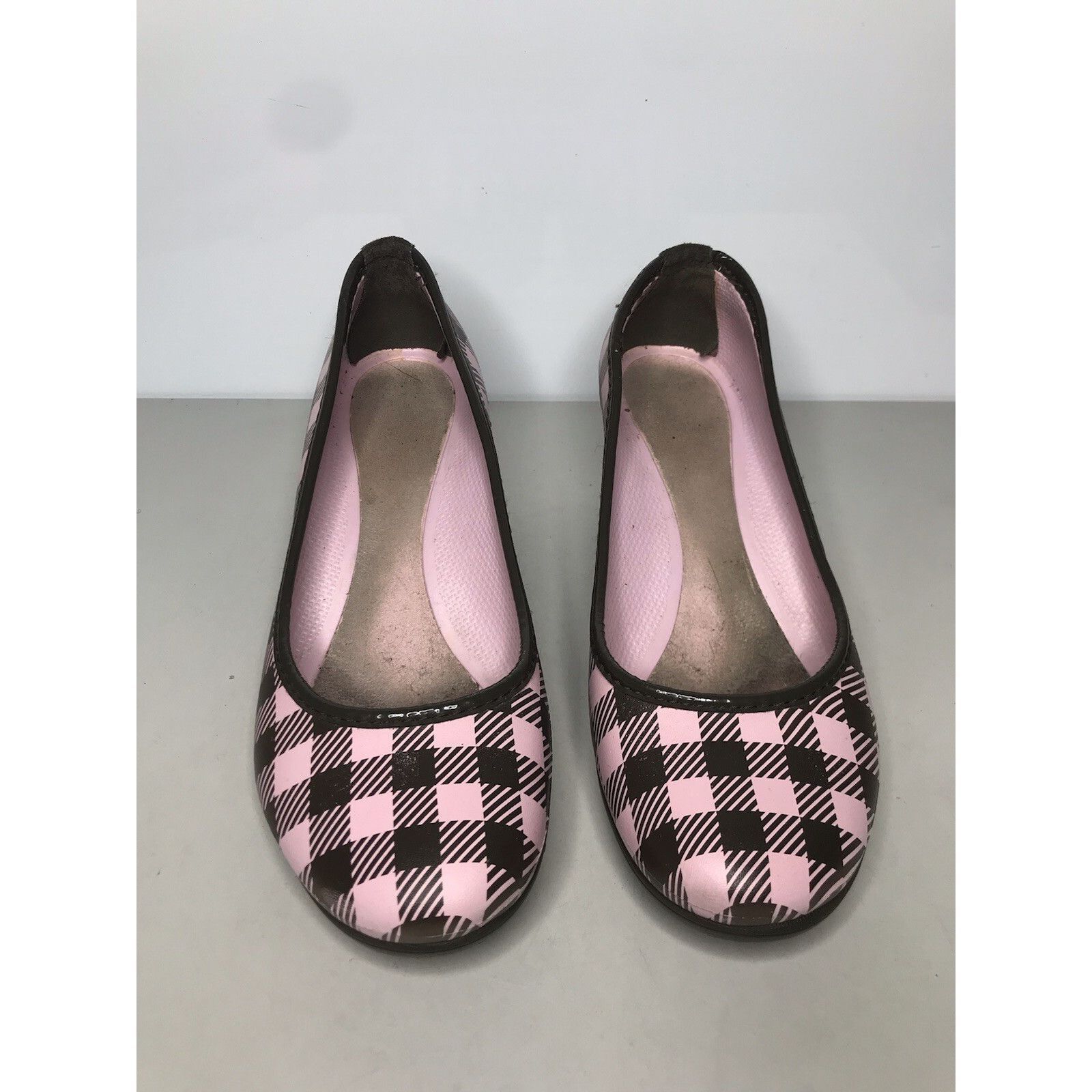 Crocs Crocs Pink Brown Plaid Rubber SlipOn Pump Casual Wedge Shoes Size US 9 / IT 39 - 14 Thumbnail