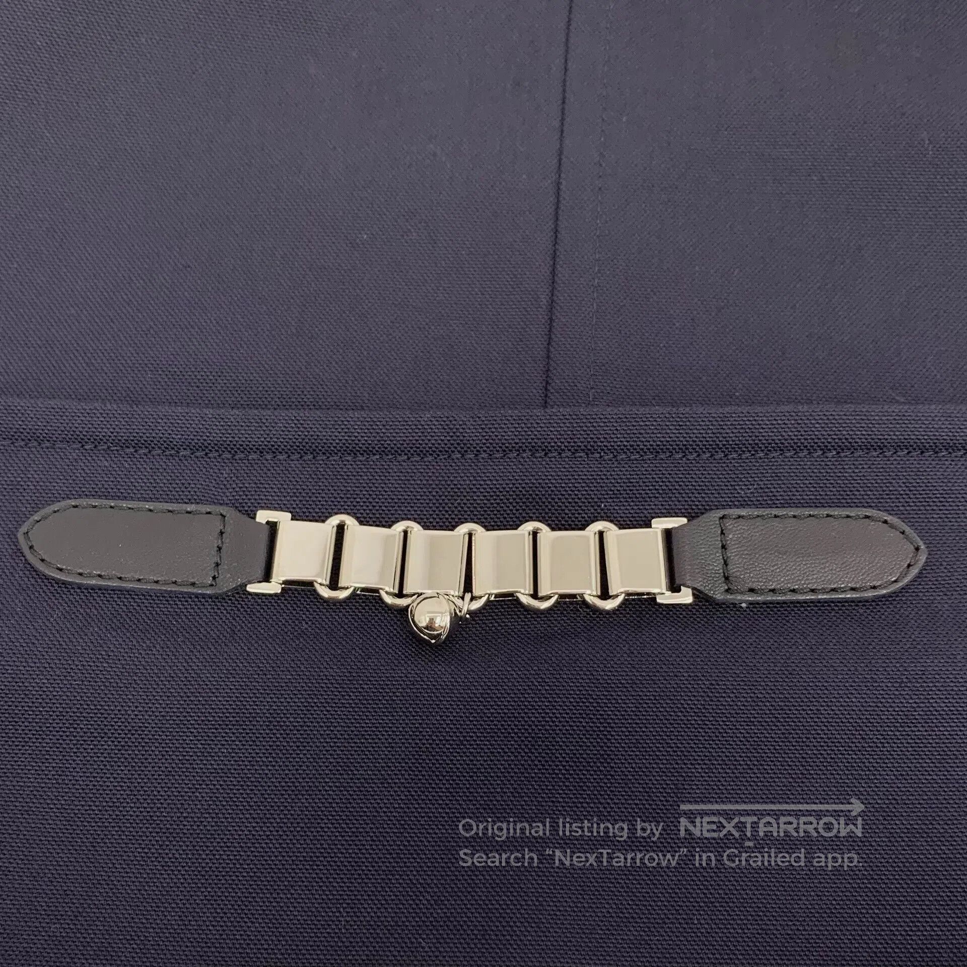 Hermes Hermes Navy blue bell chain cotton casual half skirt| Size 35" - 5 Thumbnail
