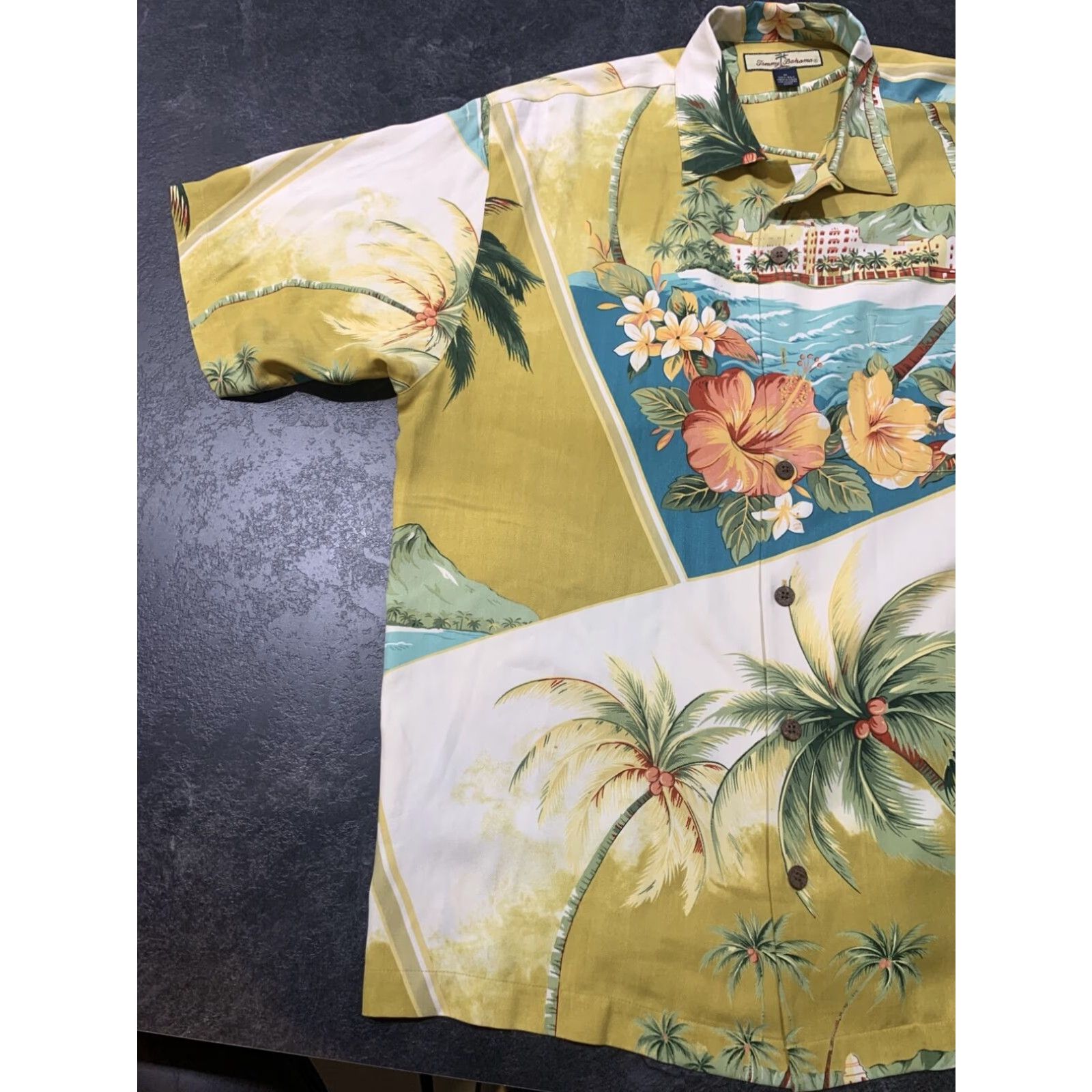 Tommy Bahama Tommy Bahama Yellow Floral Silk Hawaiian Button Up Mens Short Sleeve Shirt M Size US M / EU 48-50 / 2 - 3 Thumbnail