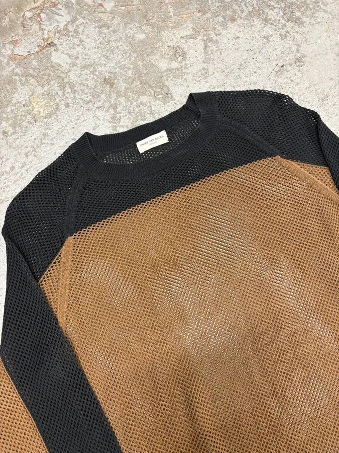 Dries Van Noten 2010s Dries Van Noten Black & Brown Perfored Sweater Size US S / EU 44-46 / 1 - 3 Thumbnail