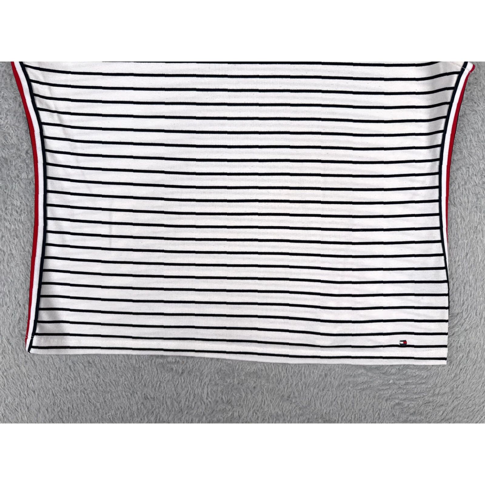 Tommy Hilfiger VINTAGE Tommy Hilfiger Shirt Women XL White Stripe Tank Sleeveless Poly Blend Casual Workwear 80s 90s Mens Girls Womens Size XL / US 12-14 / IT 48-50 - 5 Thumbnail