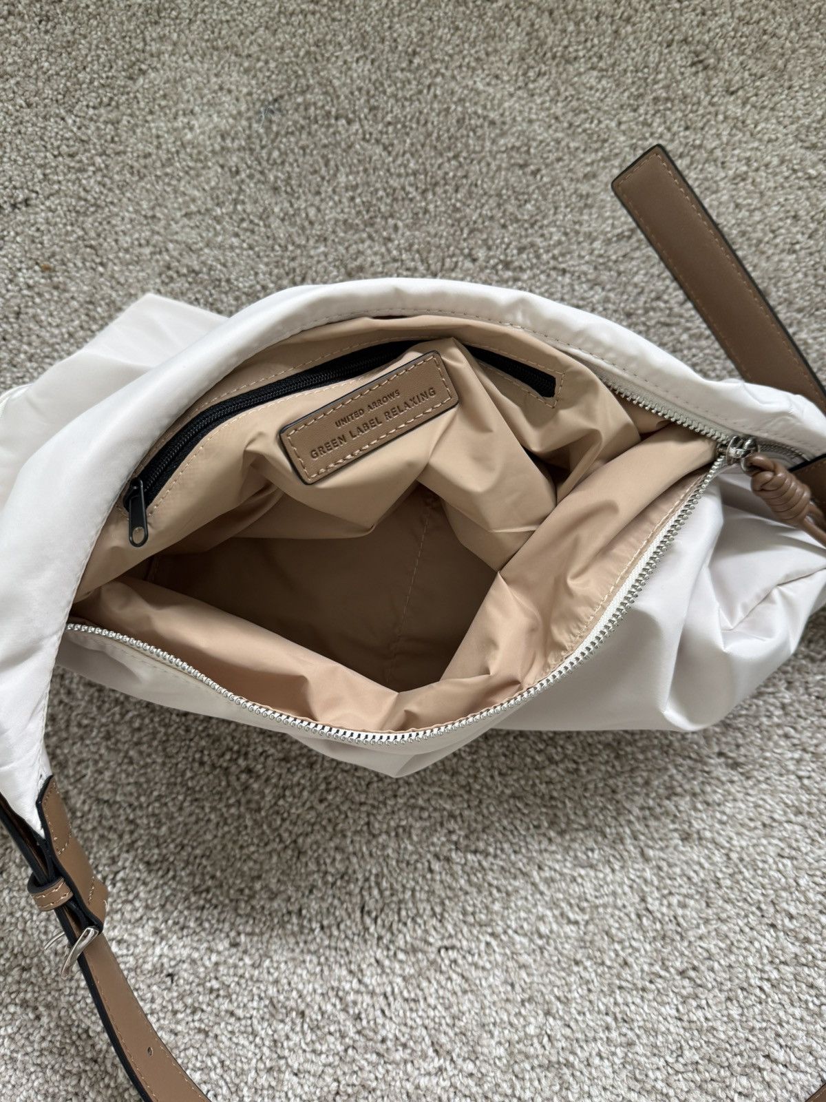United Arrows Japanese Unisex Utility Hobo Shoulder Bag in Nylon White Size ONE SIZE - 2 Thumbnail