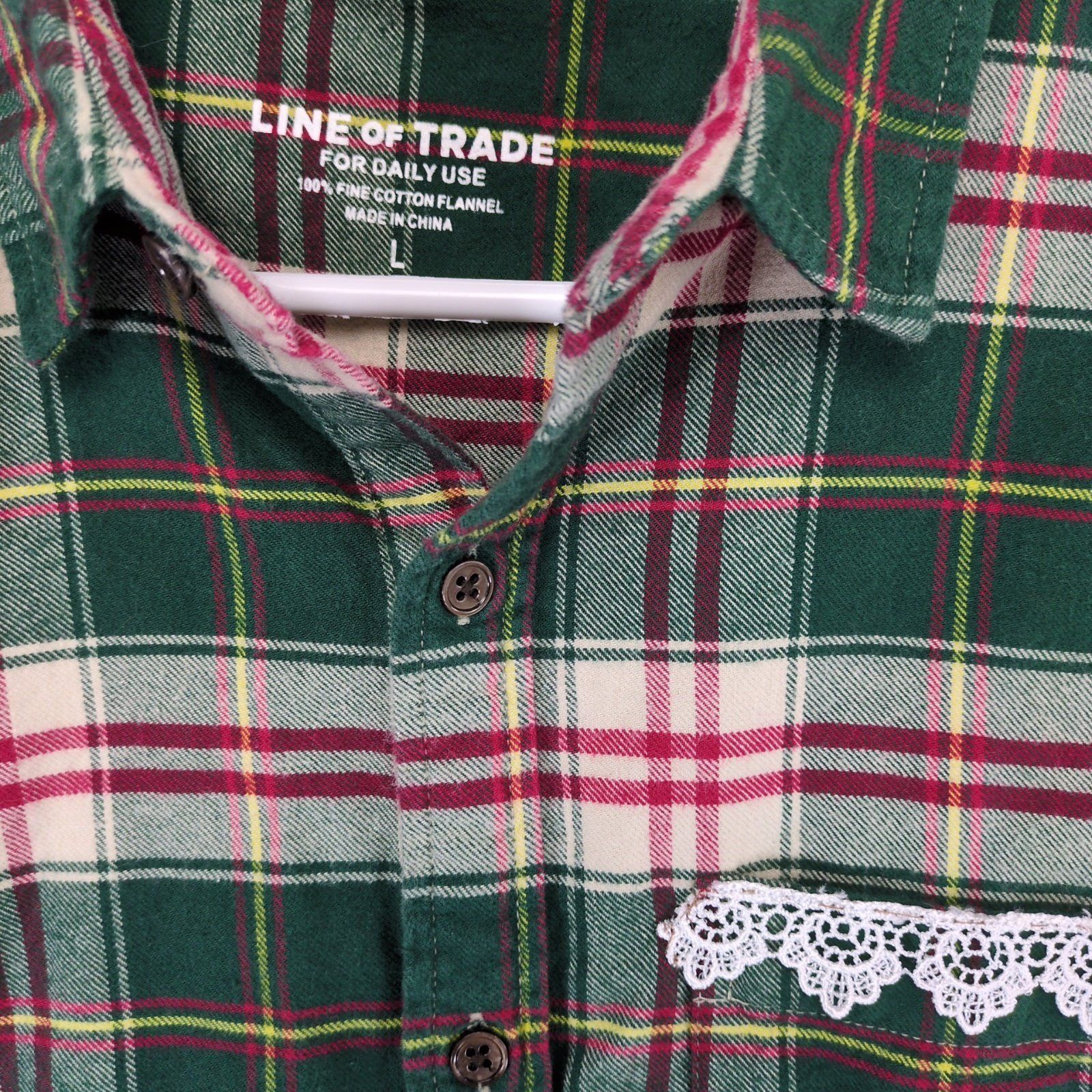 Other Line of Trade Women's L Plaid Cotton Flannel Button Up Shirt Size L / US 10 / IT 46 - 2 Thumbnail