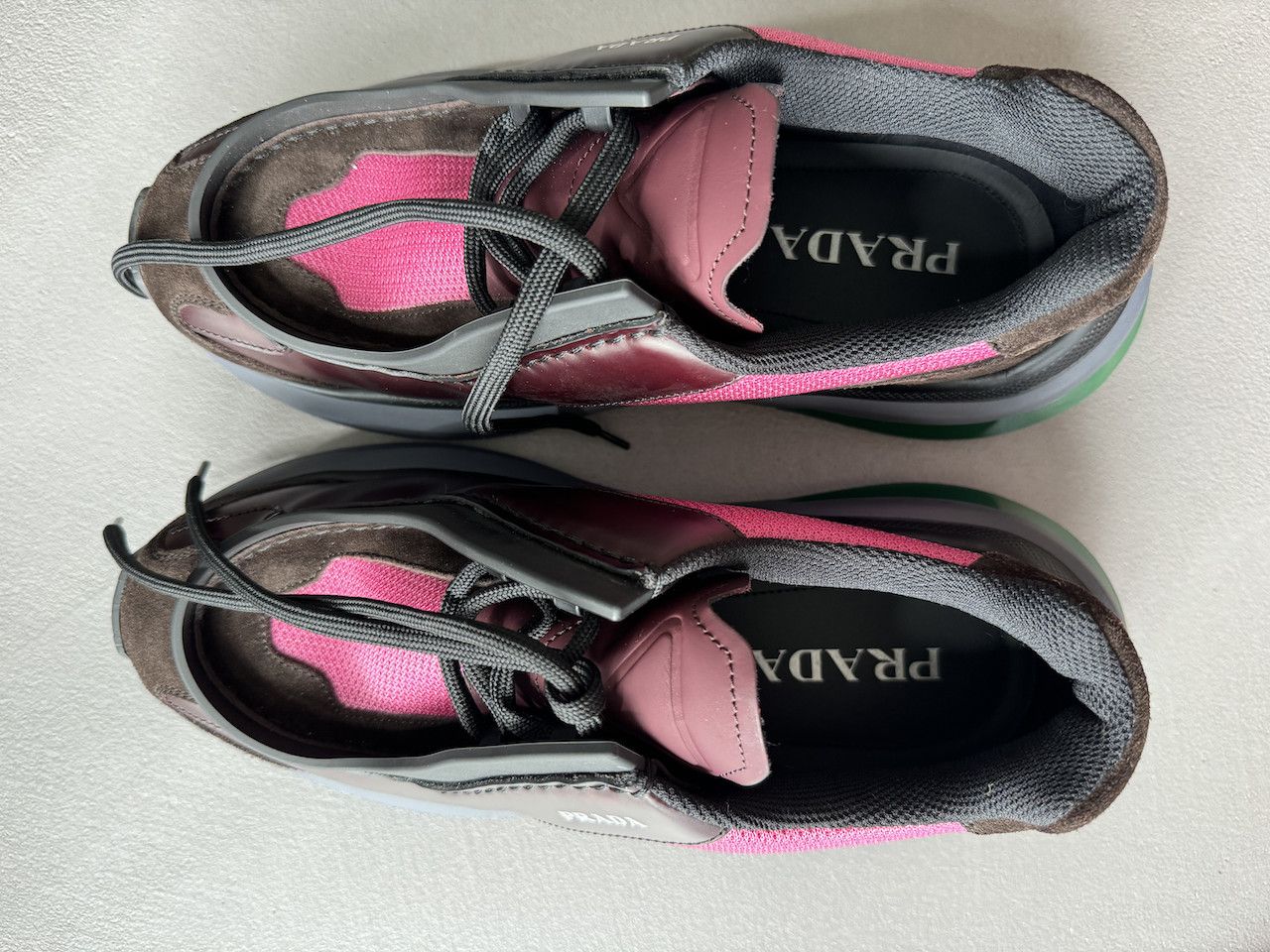 Prada PRADA Systeme Brushed Leather Sneakers, Burgundy, Peony Pink Size US 9.5 / EU 42-43 - 4 Thumbnail