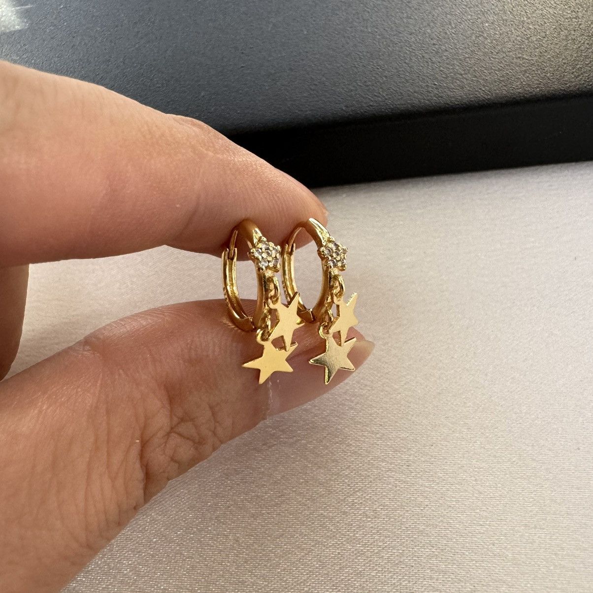 Designer 13mm Star Gold Hoop Earrings for Women Size ONE SIZE - 3 Thumbnail