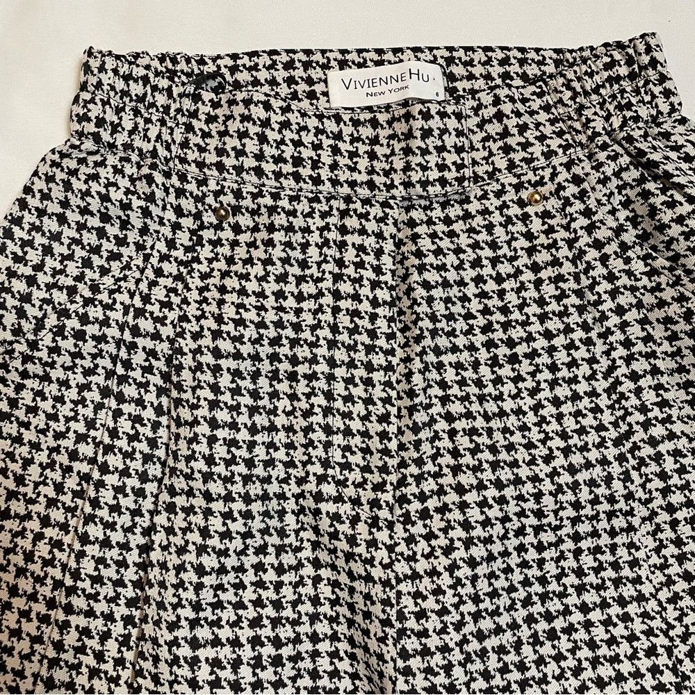 Other NWT New Vivienne Hu Pleated Houndstooth Patterned Pants Siz Size 28" / US 6 / IT 42 - 4 Thumbnail