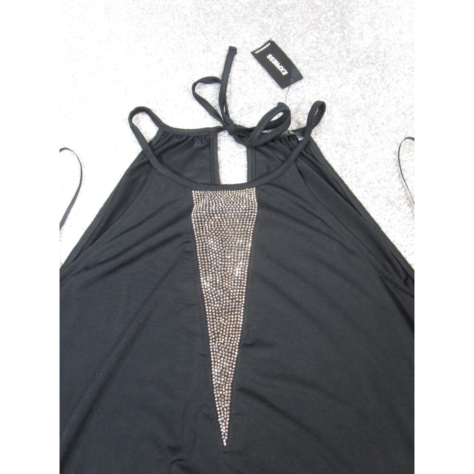 Express Express Womens Small Black Shirt Bedazzled Top * New Size S / US 4 / IT 40 - 2 Thumbnail