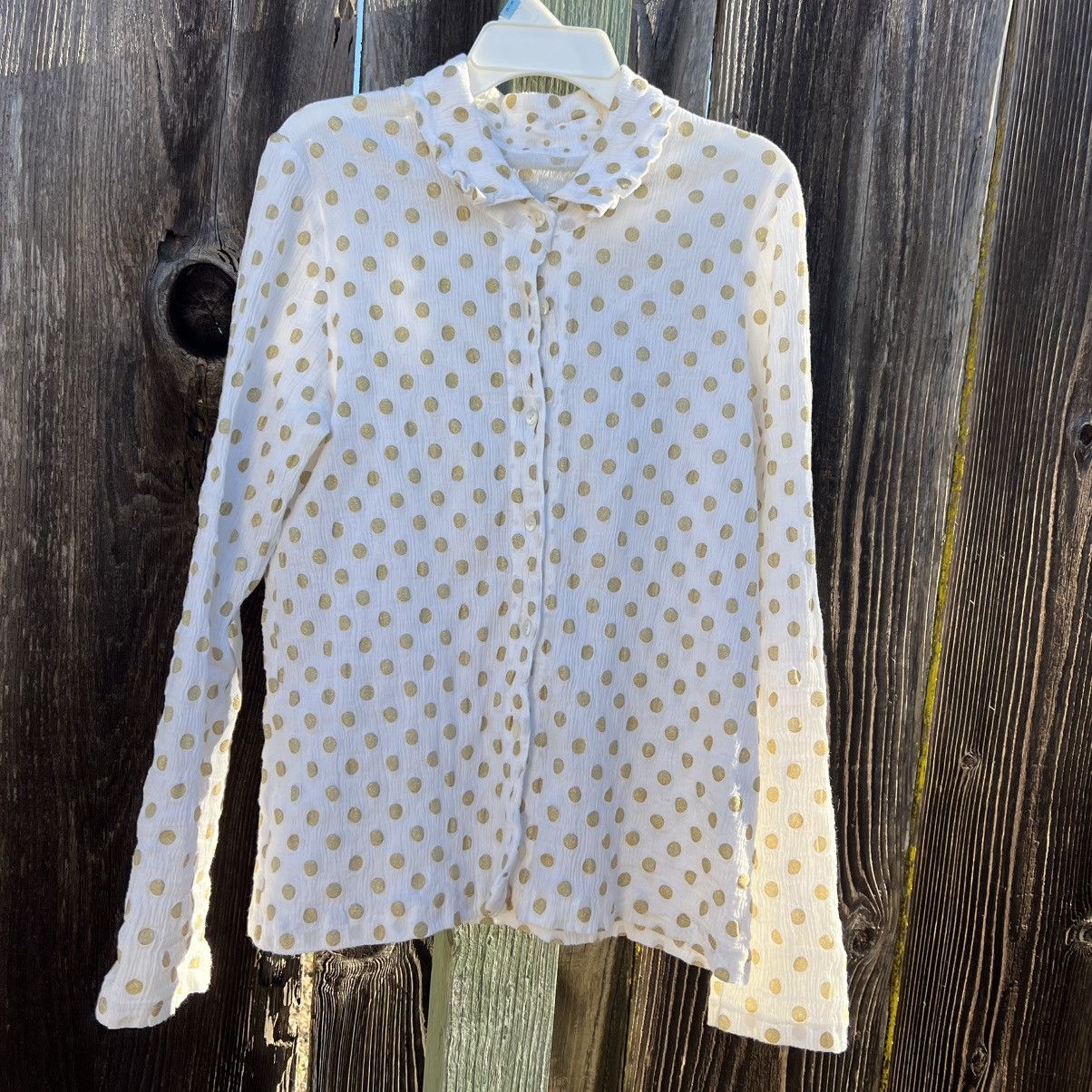 Tsumori Chisato Tsumori Chisato Gold Polka Dot Crinkle Gauze Blouse Japan Size S / US 4 / IT 40 - 1 Thumbnail