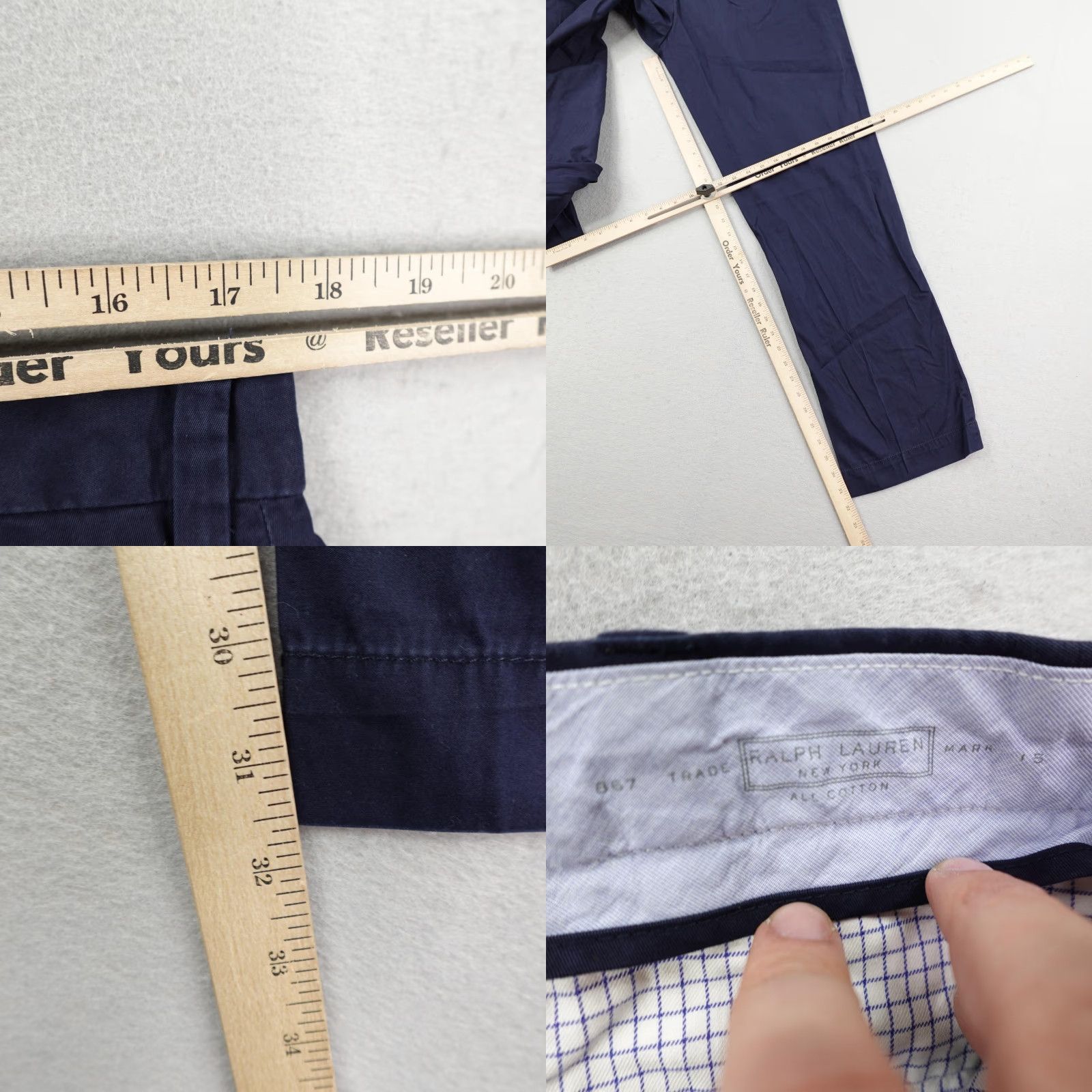 Ralph Lauren VINTAGE Ralph Lauren Pants Mens 35x32 Chino Straight Leg Cotton Twill Navy Blue Flat Front Pockets 35 Inseam Mens Size US 35 - 8 Thumbnail