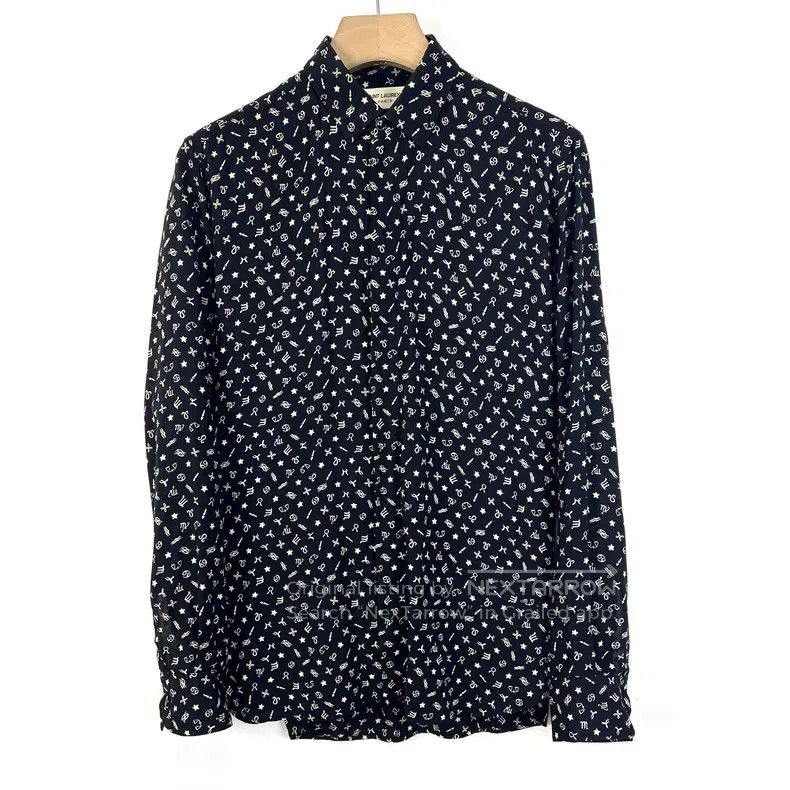Saint Laurent Paris Saint Laurent Paris Size 37 Black long-sleeve shirt with f Size US M / EU 48-50 / 2 - 1 Thumbnail