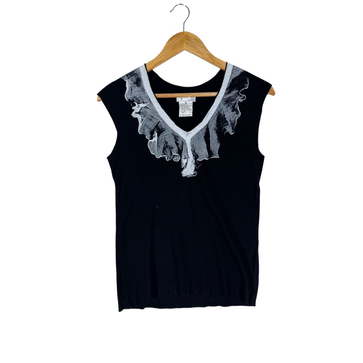 agnes b. ☀️AGNES B FRANCE TROMPE L’OEIL RUFFLE V NECK SLEEVELESS Size M / US 6-8 / IT 42-44 - 4 Thumbnail