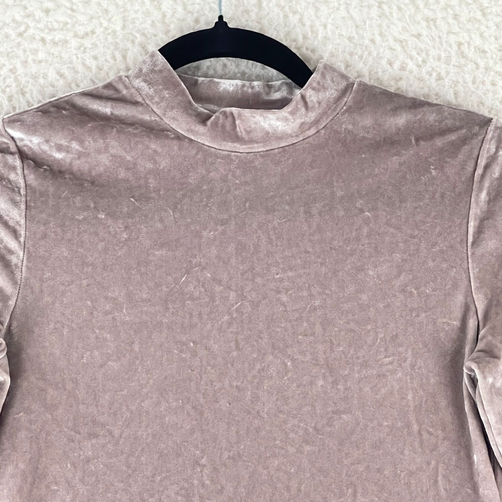 & Other Stories & Other Stories Shirt Womens Size 6 Pink Crushed Velvet Mock Neck Long Sleeve Size M / US 6-8 / IT 42-44 - 3 Thumbnail