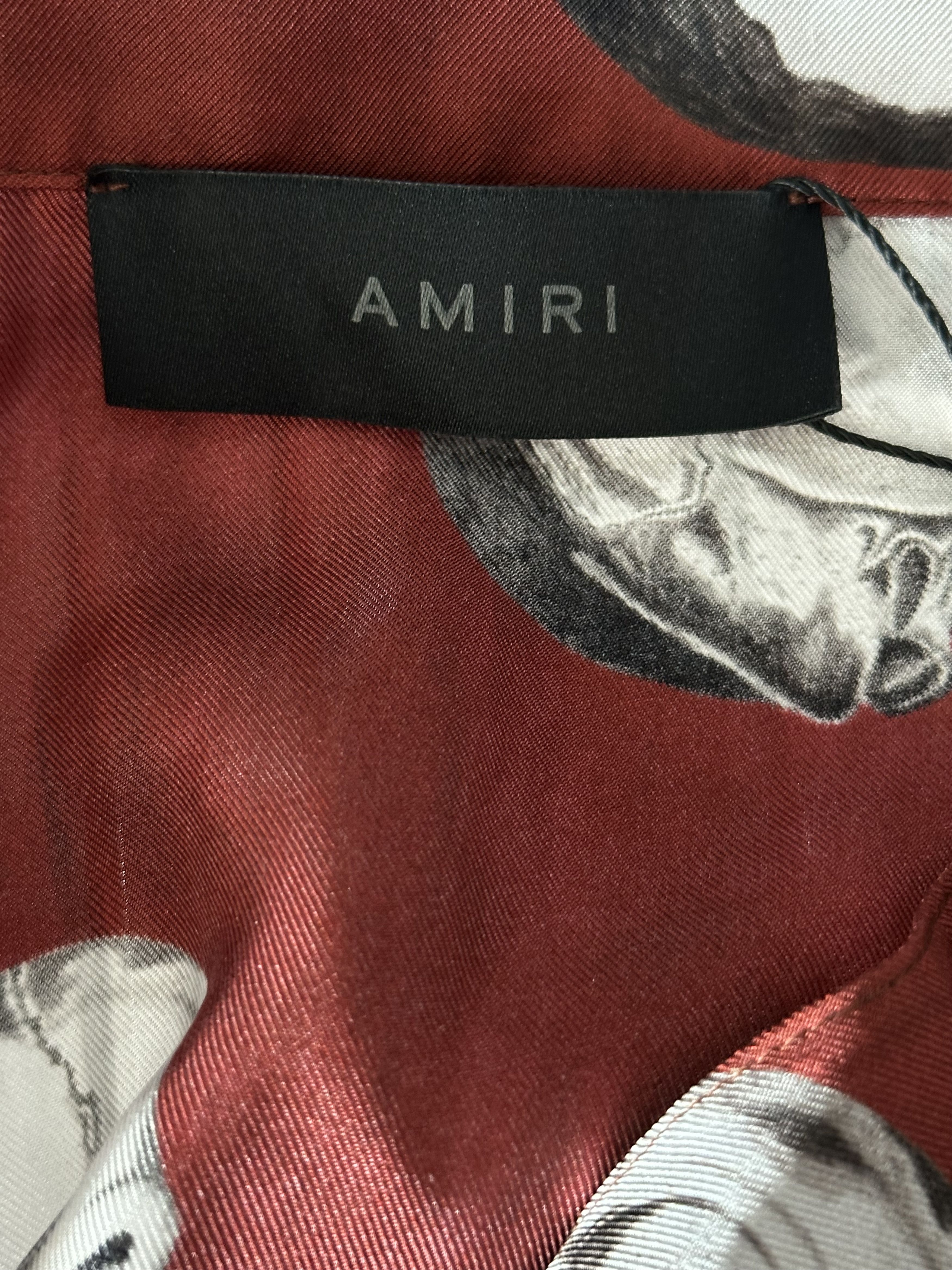 Amiri Amiri Red Skulls Silk Button Up Shirt Size US S / EU 44-46 / 1 - 3 Thumbnail