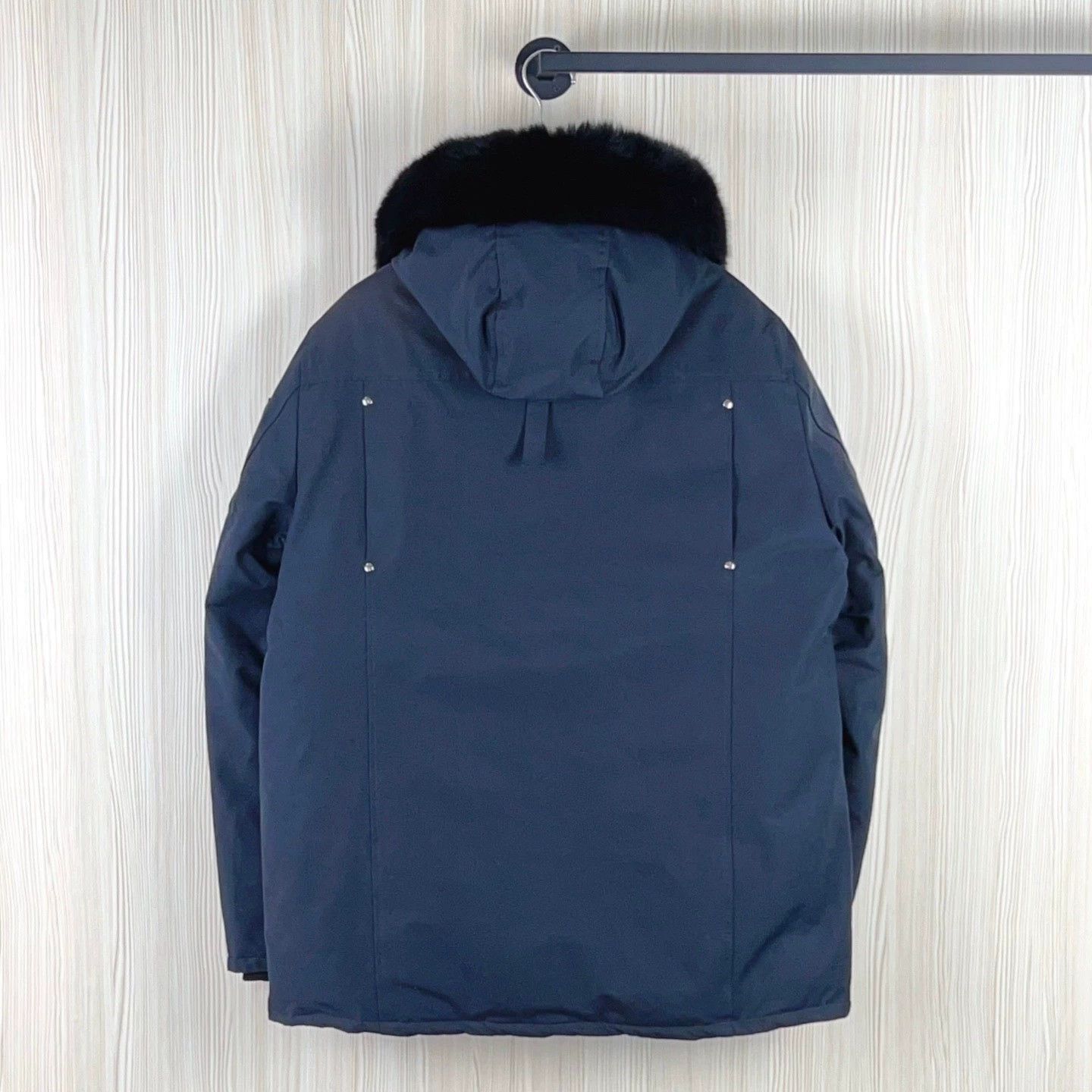 Moncler Genius stylish navy blue down jacket with fur hood Size US XXL / EU 58 / 5 - 2 Thumbnail