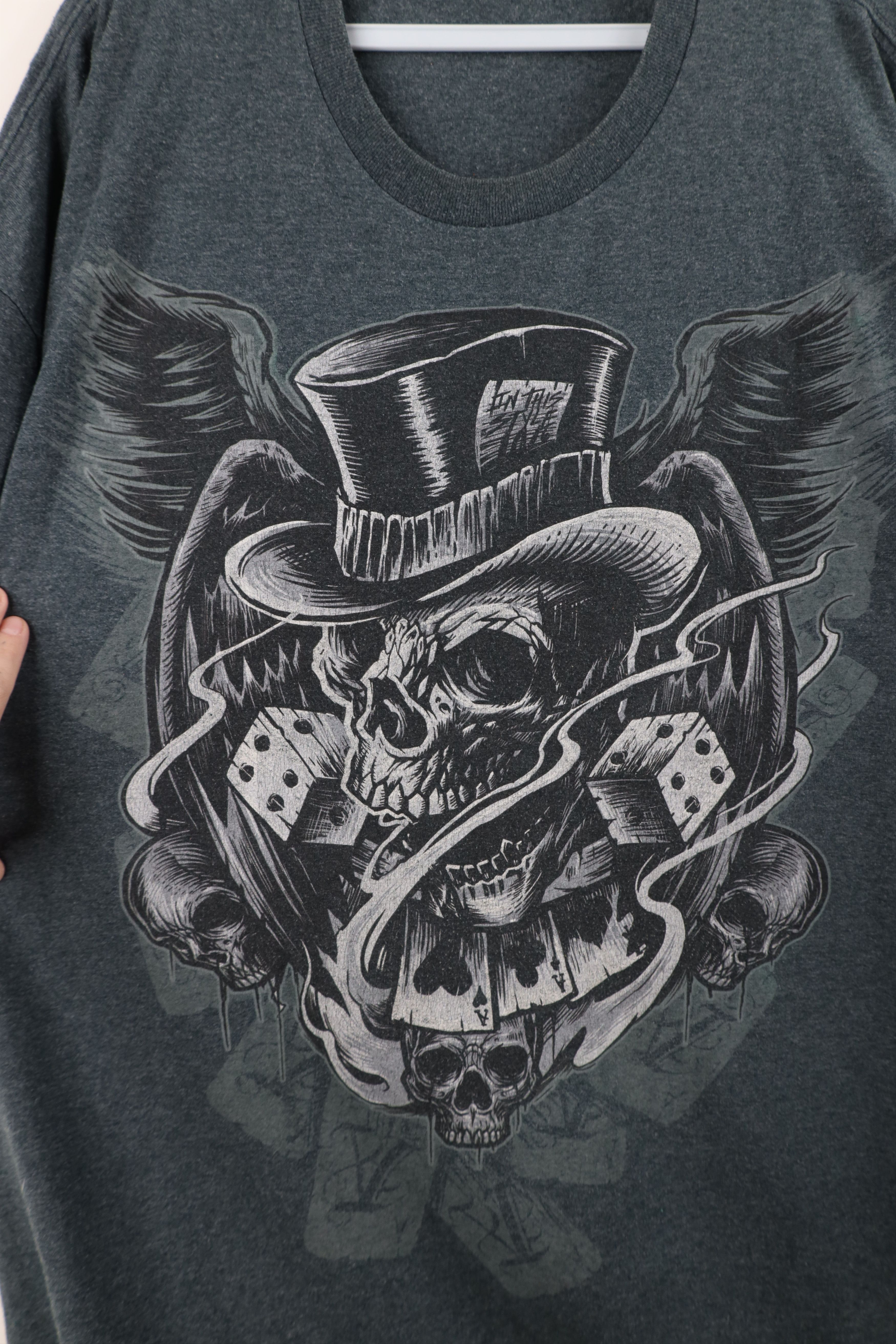 Vintage Vintage Y2K Streetwear Skull Dice MMA Fighting T-Shirt Gray Size US XXL / EU 58 / 5 - 4 Thumbnail