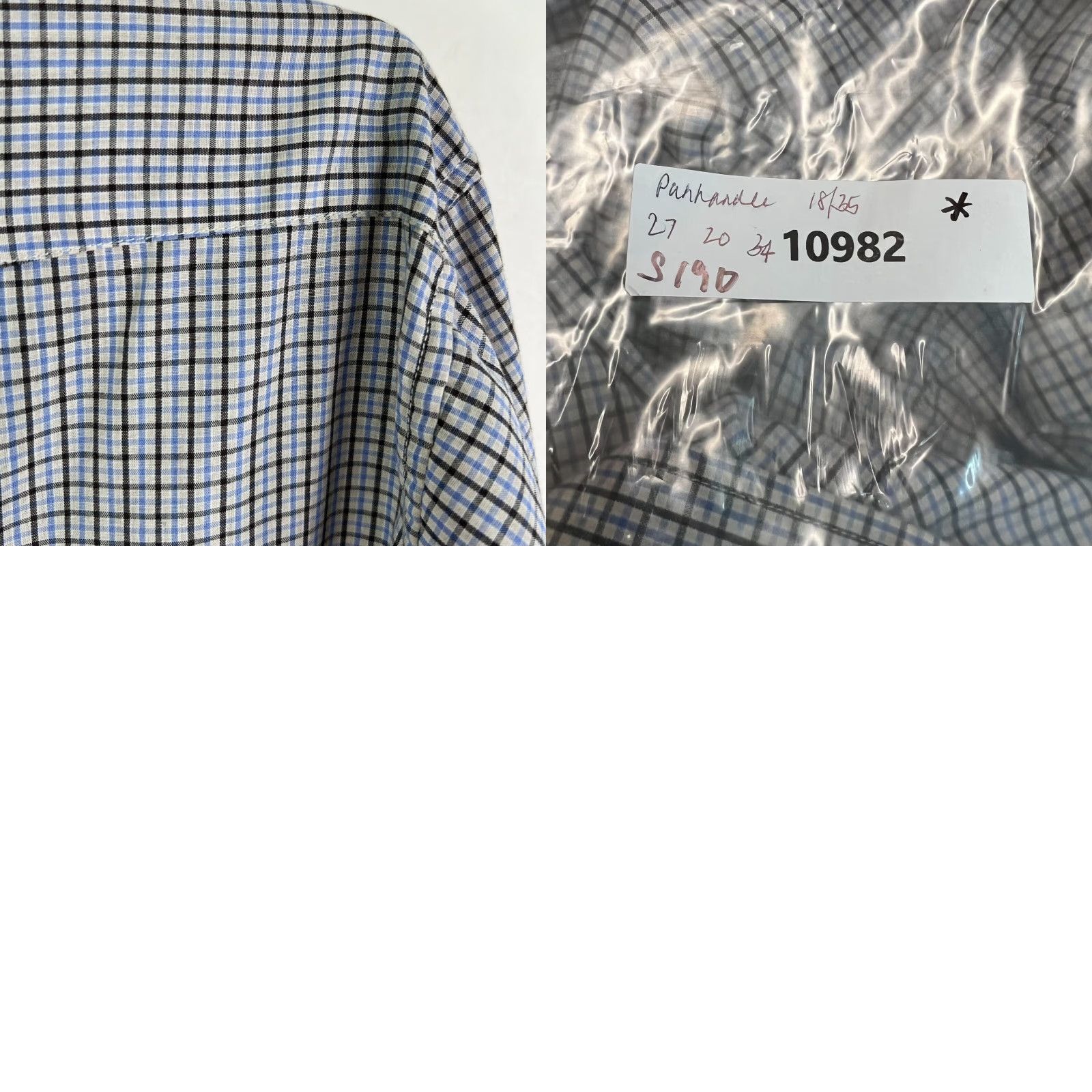 Vintage Panhandle Slim Button-Up Shirt Mens Regular Blue Check Long Sleeve Slimming Casual Western 54 Chest 34 Length 18 35 Dist Size US XXL / EU 58 / 5 - 8 Thumbnail