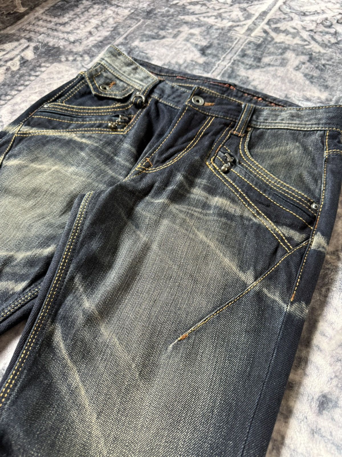 GOSTAR DE FUGA Nicole Club Muddy Wash Bold Contrast Stitched Flared Jeans Size US 30 / EU 46 - 9 Thumbnail