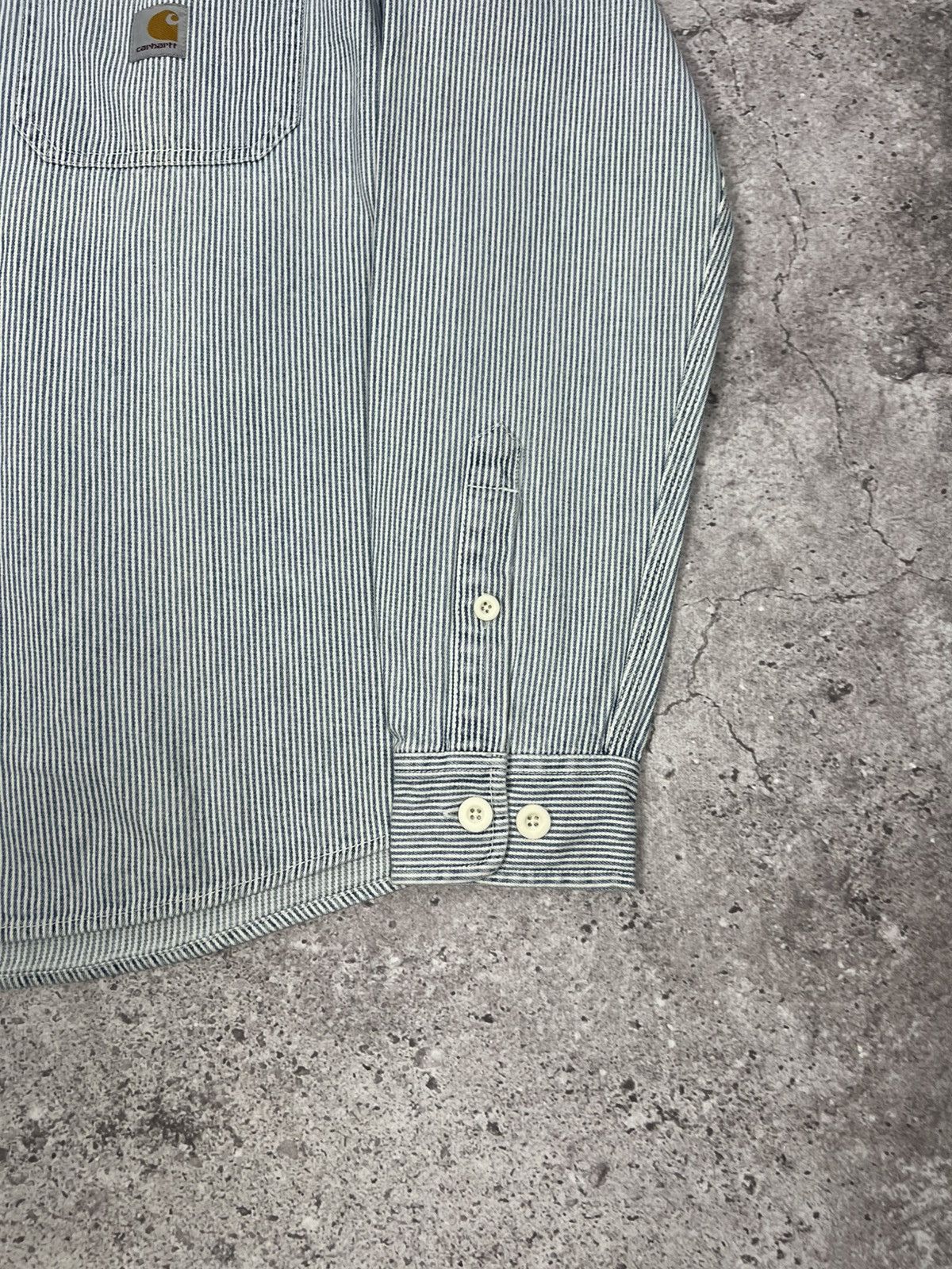 Vintage Carhartt Logo Striped Shirt Button Up Long Sleeve