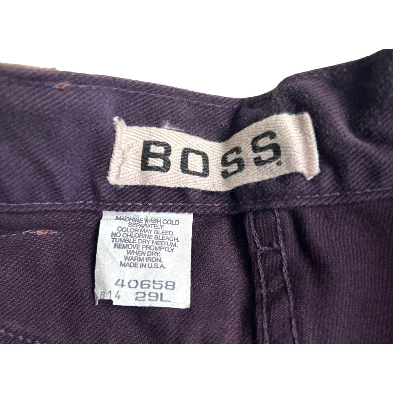 Vintage VINTAGE Boss Jeans Pants Mens Slouch 29 Inseam 34 90s Deadstock NWT USA Made Purple Slouch Straight Jeans Mens Size US 29 - 7 Thumbnail