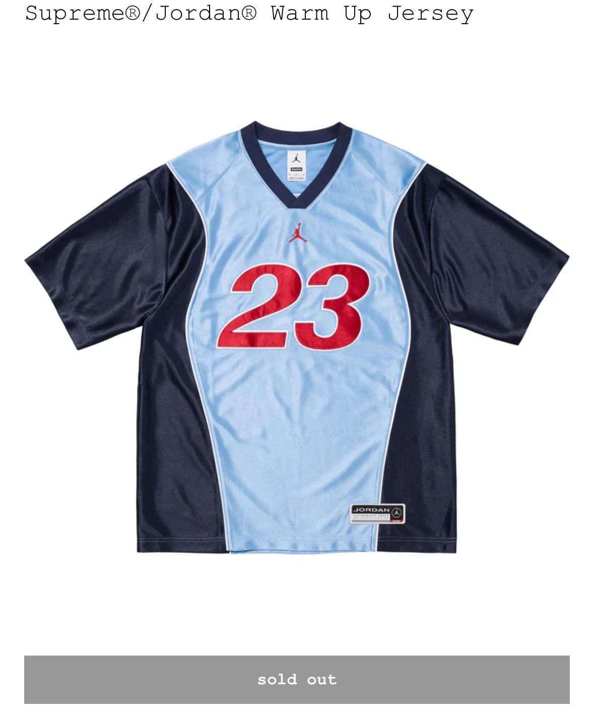 Supreme Jordan Warm Up Jersey Light Blue Size Small Jerseys 