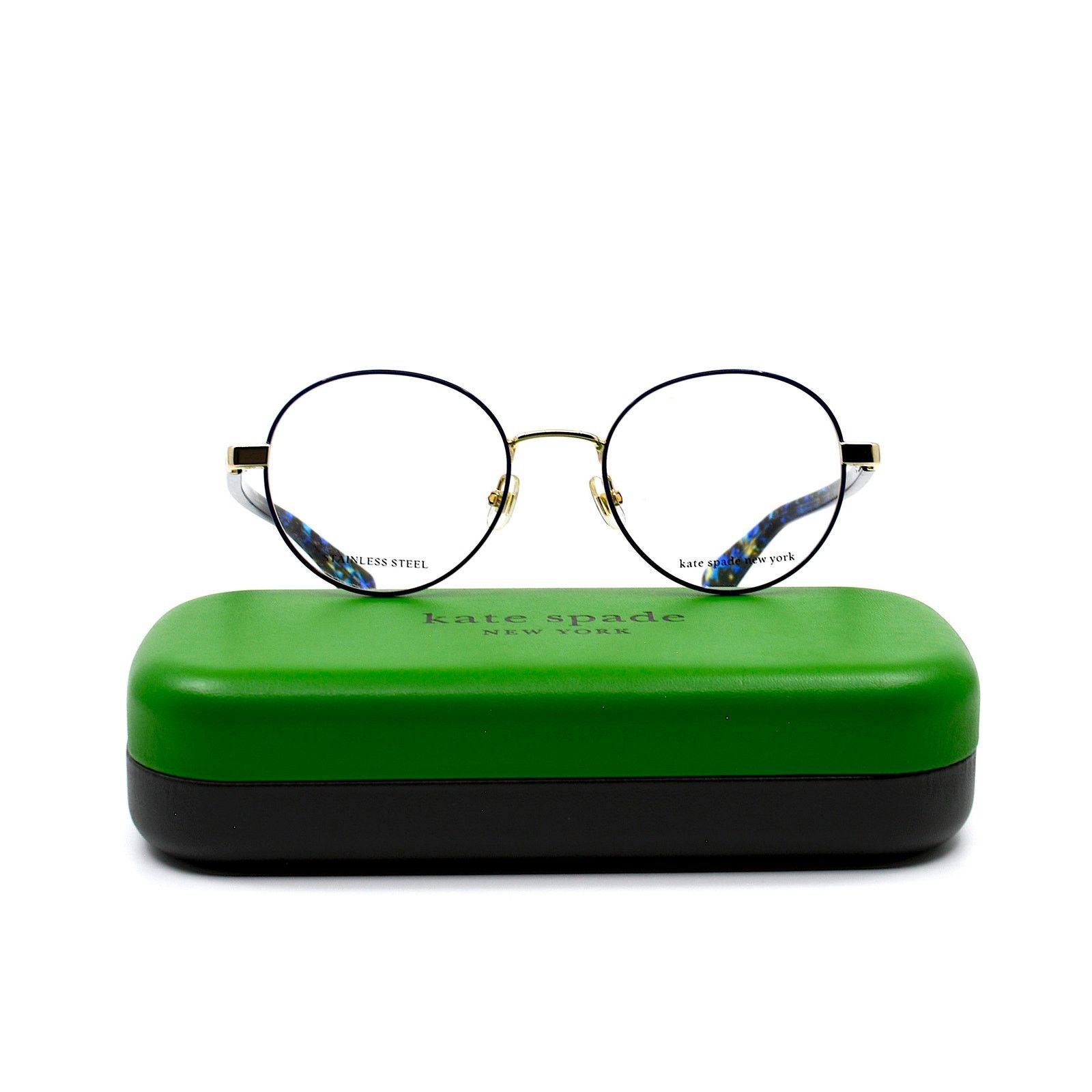 Kate Spade NEW KATE SPADE MARCIANN LKS BLUE GOLD EYEGLASSES FRAME Size ONE SIZE - 3 Thumbnail