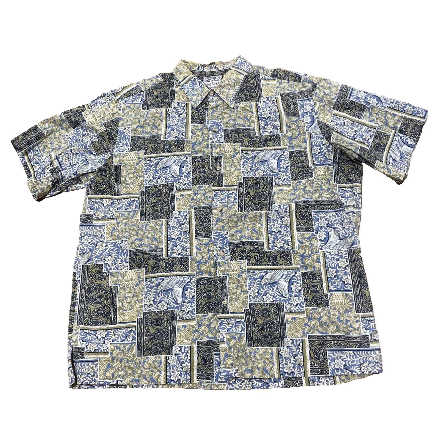 Vintage VINTAGE Cooke Street Honolulu Hawaiian Shirt Men XL Yellow Green Floral Madras Aloha Button-Up Short Sleeve 50 in Chest Size US XL / EU 56 / 4 - 2 Thumbnail