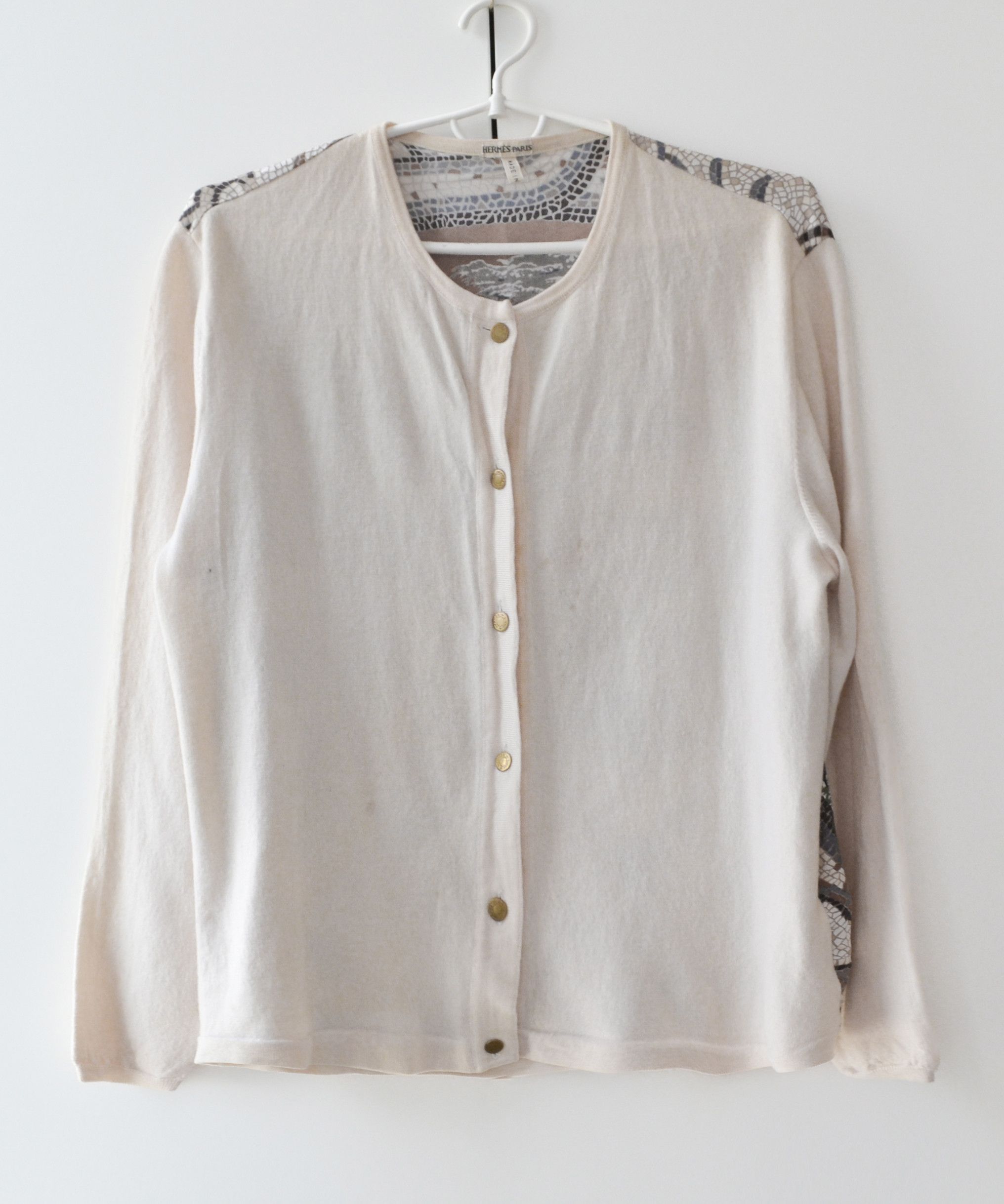 Hermes 🔴 HERMES Sweater Cardigan Wool Silk Horse Print Button Size M / US 6-8 / IT 42-44 - 2 Thumbnail