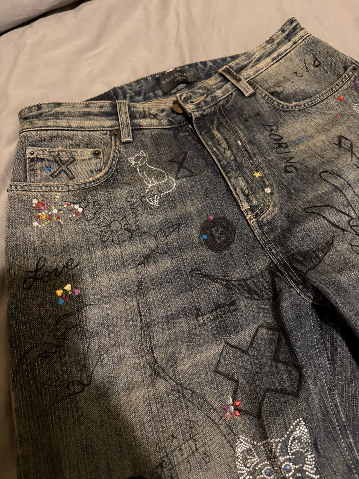 Balenciaga Balenciaga Rhinestone Jeans Japan Version Size US 30 / EU 46 - 5 Thumbnail