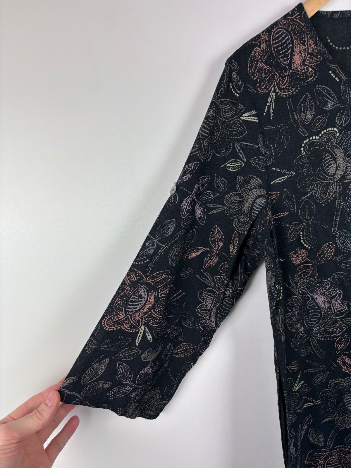 Gudrun Sjoden Gudrun Sjoden Floral Cotton Linen Black Dress Tunic Size M Size M / US 6-8 / IT 42-44 - 4 Thumbnail