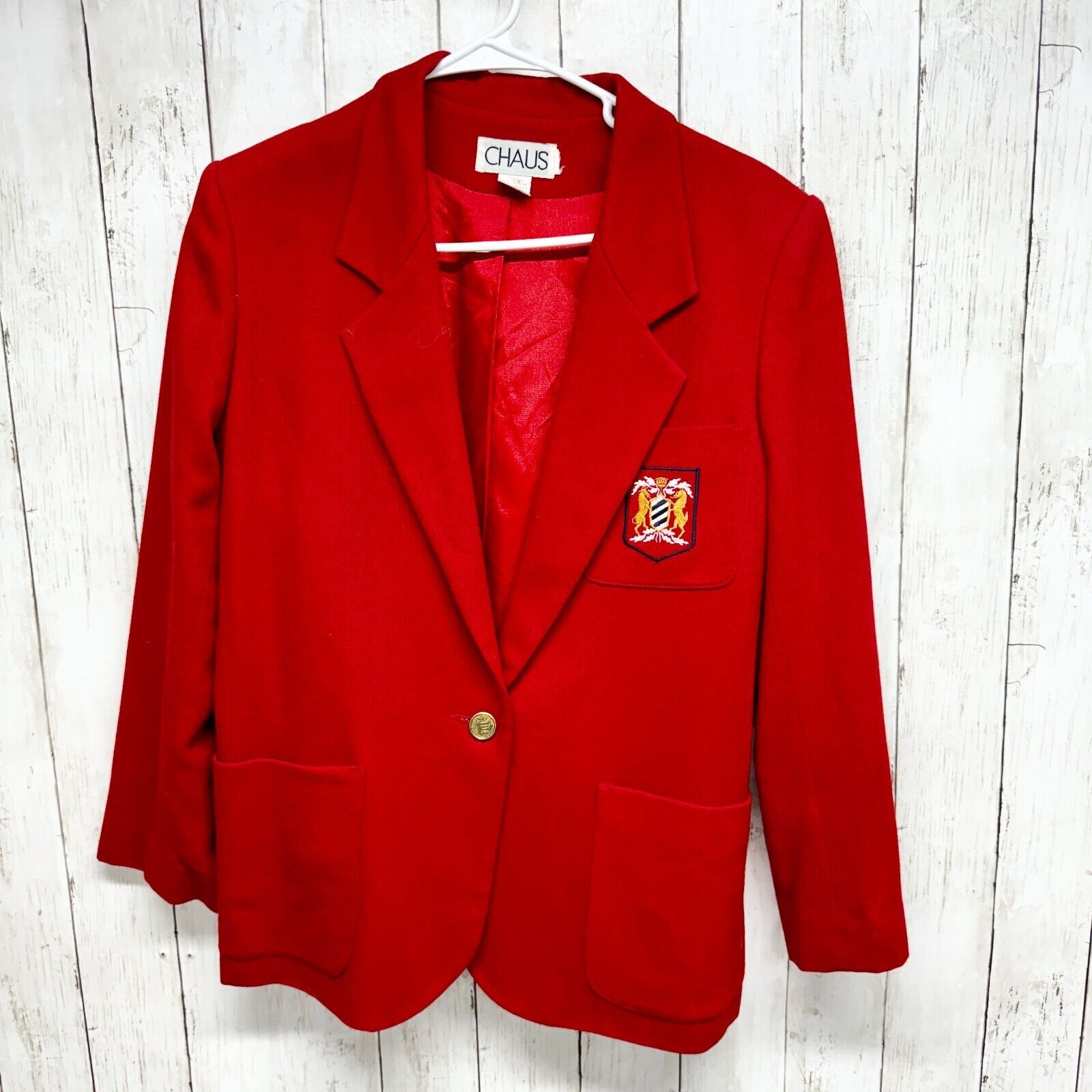 Vintage VTG Chaus Blazer XL Wool Single Button Red University Jacket Size XL / US 12-14 / IT 48-50 - 1 Thumbnail