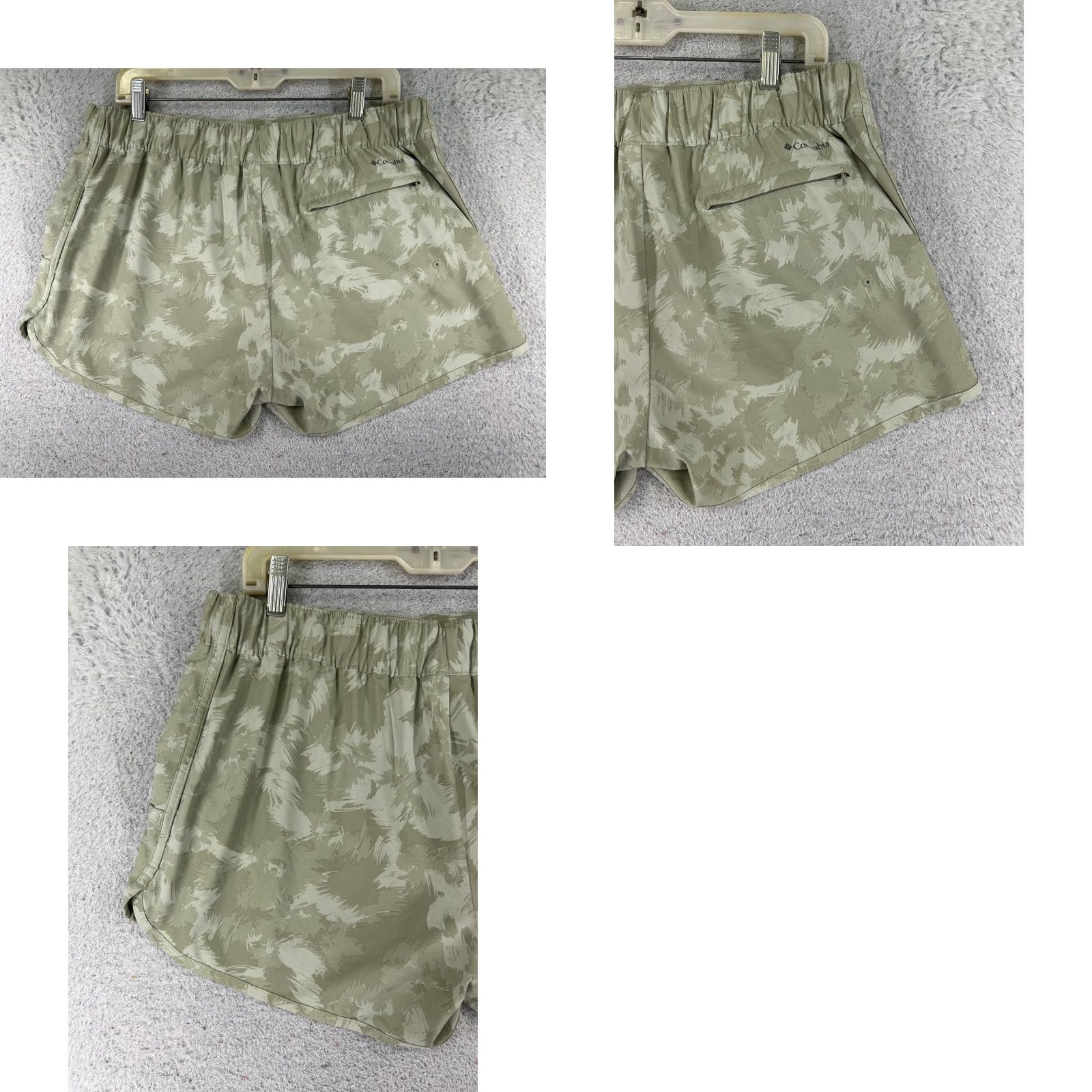 Vintage Columbia Shorts Womens Cargo 5-Pocket Elastic Waist Camouflage Green Polyester Blend Mulitple Inseam 4in Regular Large 36" Waist 36x4 Size 36" / US 14 / IT 50 - 9 Thumbnail