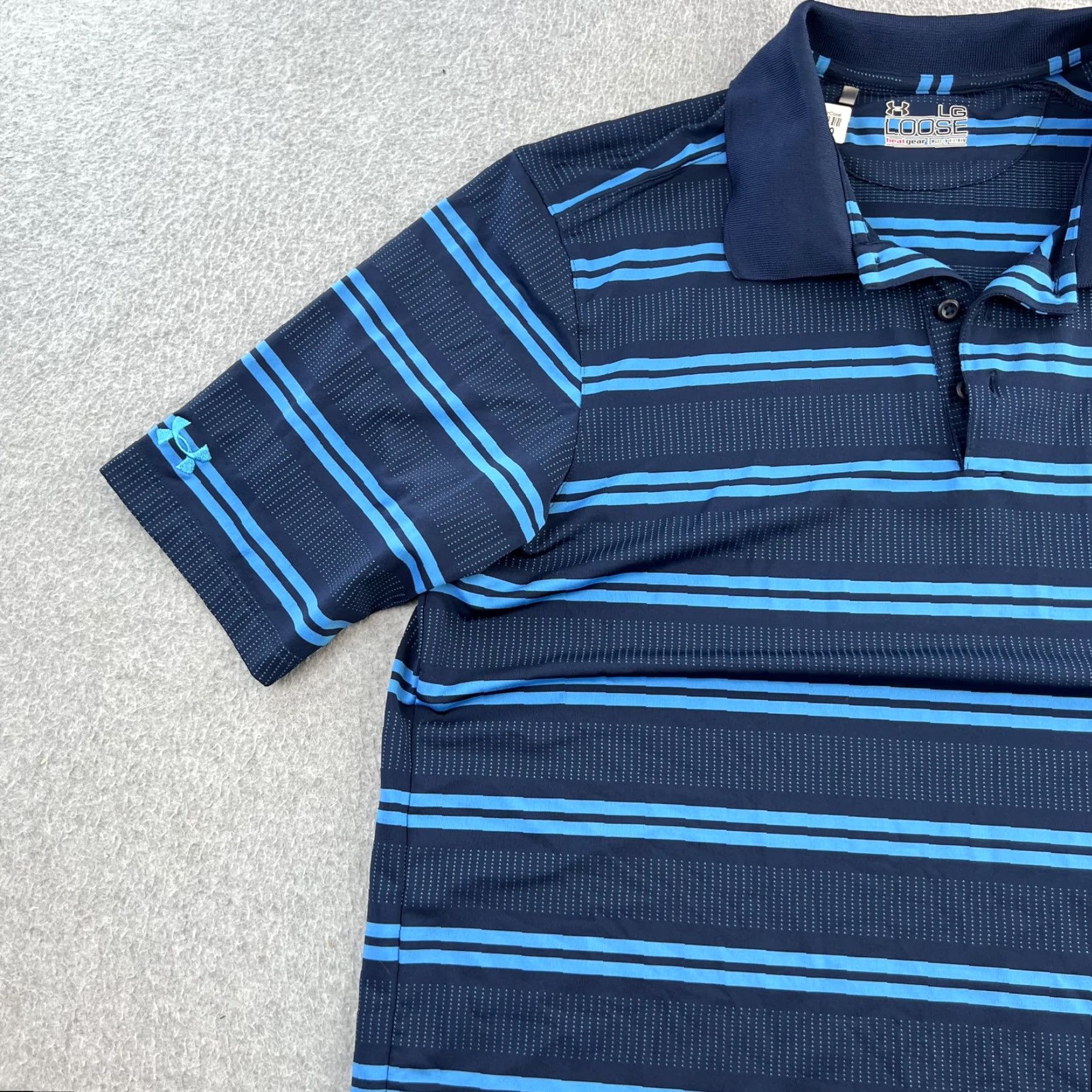 Under Armour Under Armour Shirt Mens Large Blue Striped HeatGear Grand Geneva Golf Polo Size US L / EU 52-54 / 3 - 7 Thumbnail