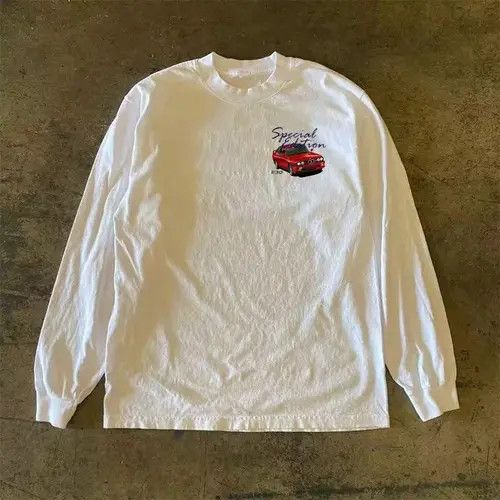 VIBE White retro car pattern long sleeve t-shirt Size US L / EU 52-54 / 3 - 6 Thumbnail
