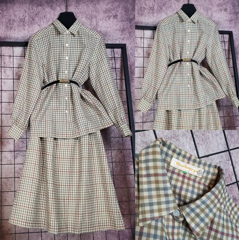 Burberry Burberry Women's Brown Wool Plaid Long Sleeve Shirt Size M / US 6-8 / IT 42-44 - 1 Thumbnail