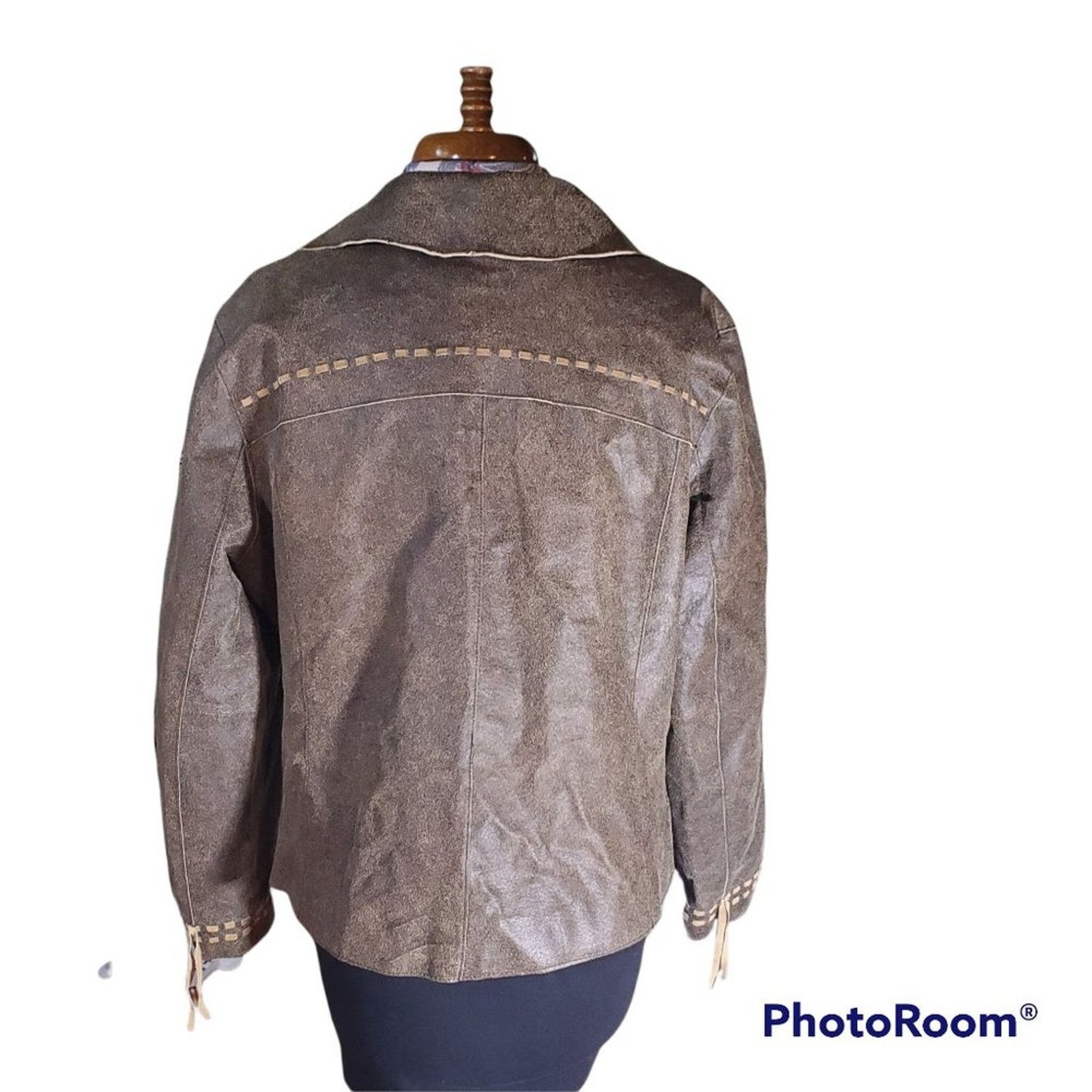 Nordstrom Bernardo | Brown Western Bohemian Leather Jacket |Size Large Size L / US 10 / IT 46 - 5 Thumbnail