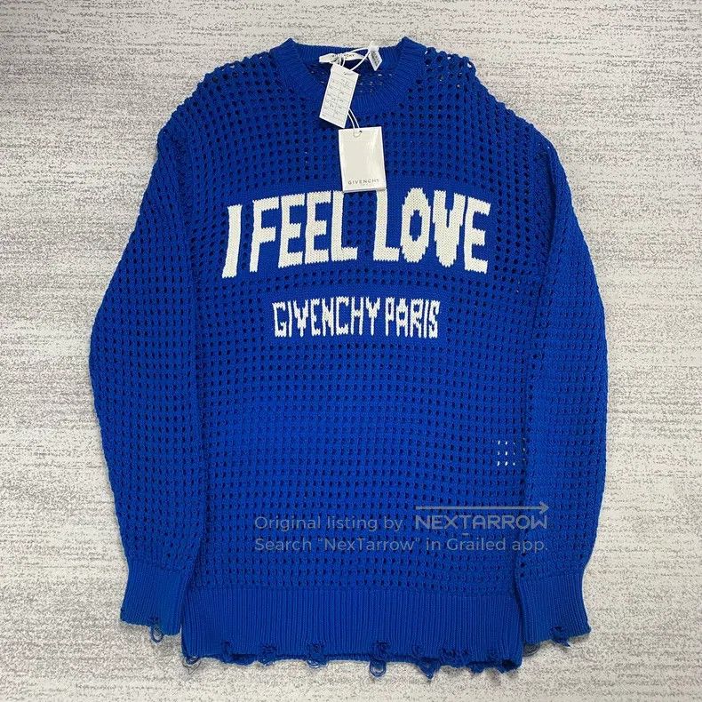 Givenchy Givenchy Baby Blue Openwork Destroyed i feel love Sweater Size US XS / EU 42 / 0 - 1 Thumbnail